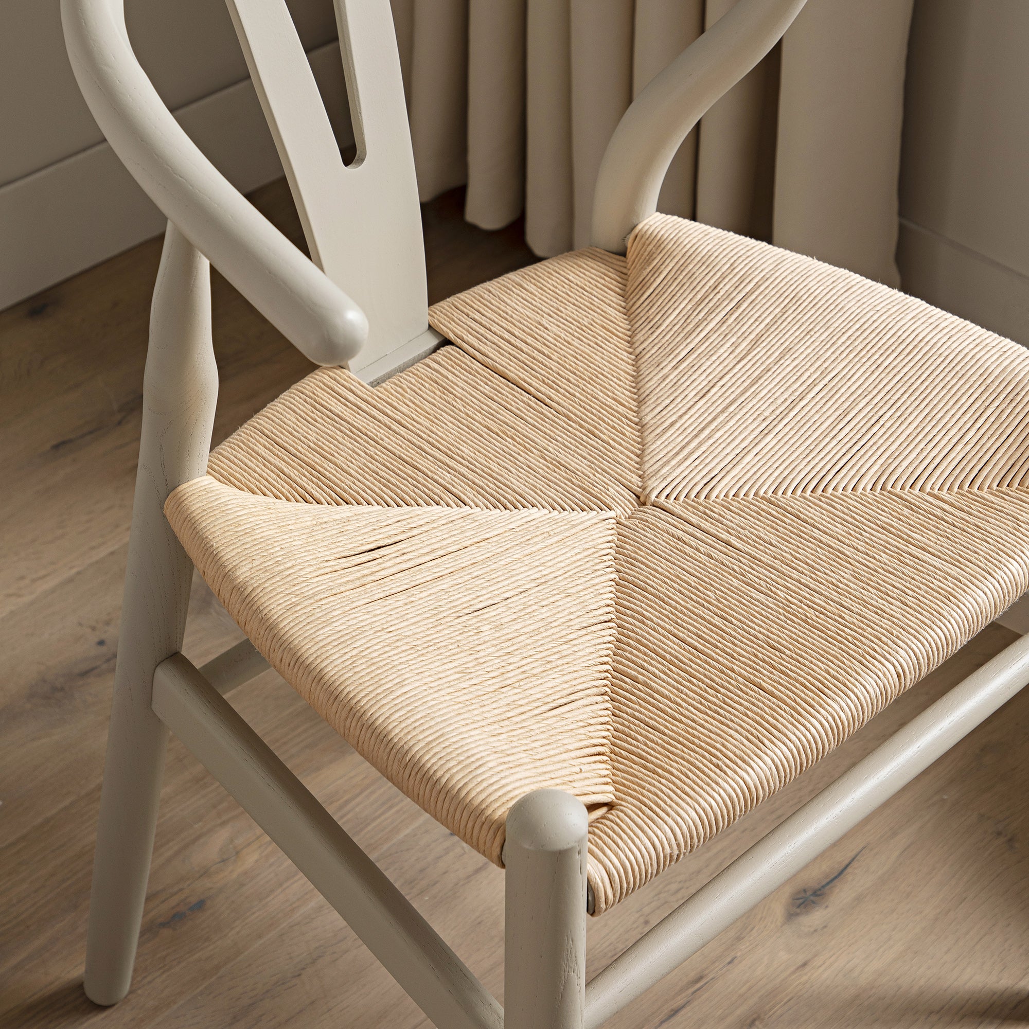 Hansel Wooden Natural Weave Dining Chair, Light Taupe Colour Frame