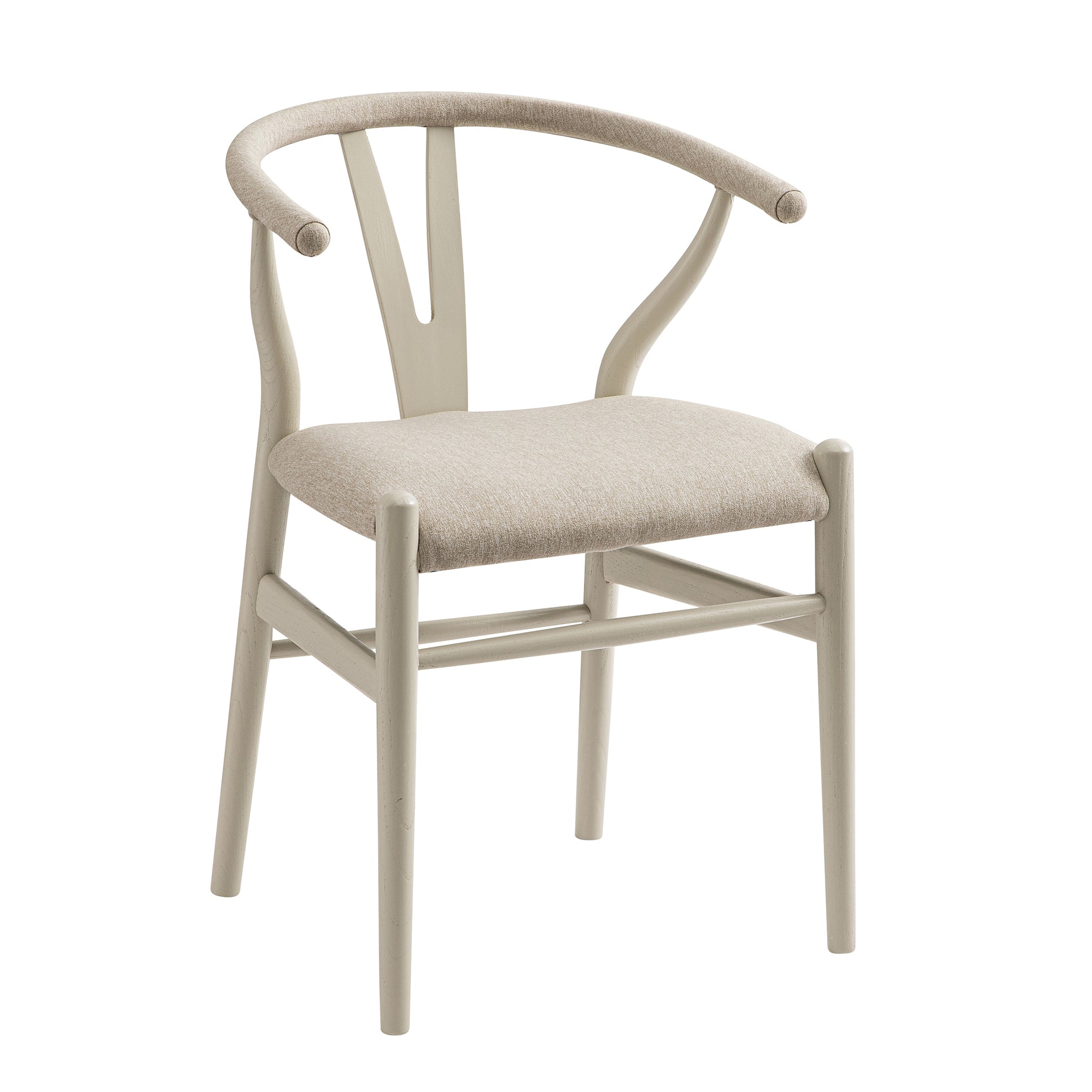 Hansel Upholstered Dining Chair, Taupe Frame with Oatmeal Fabric