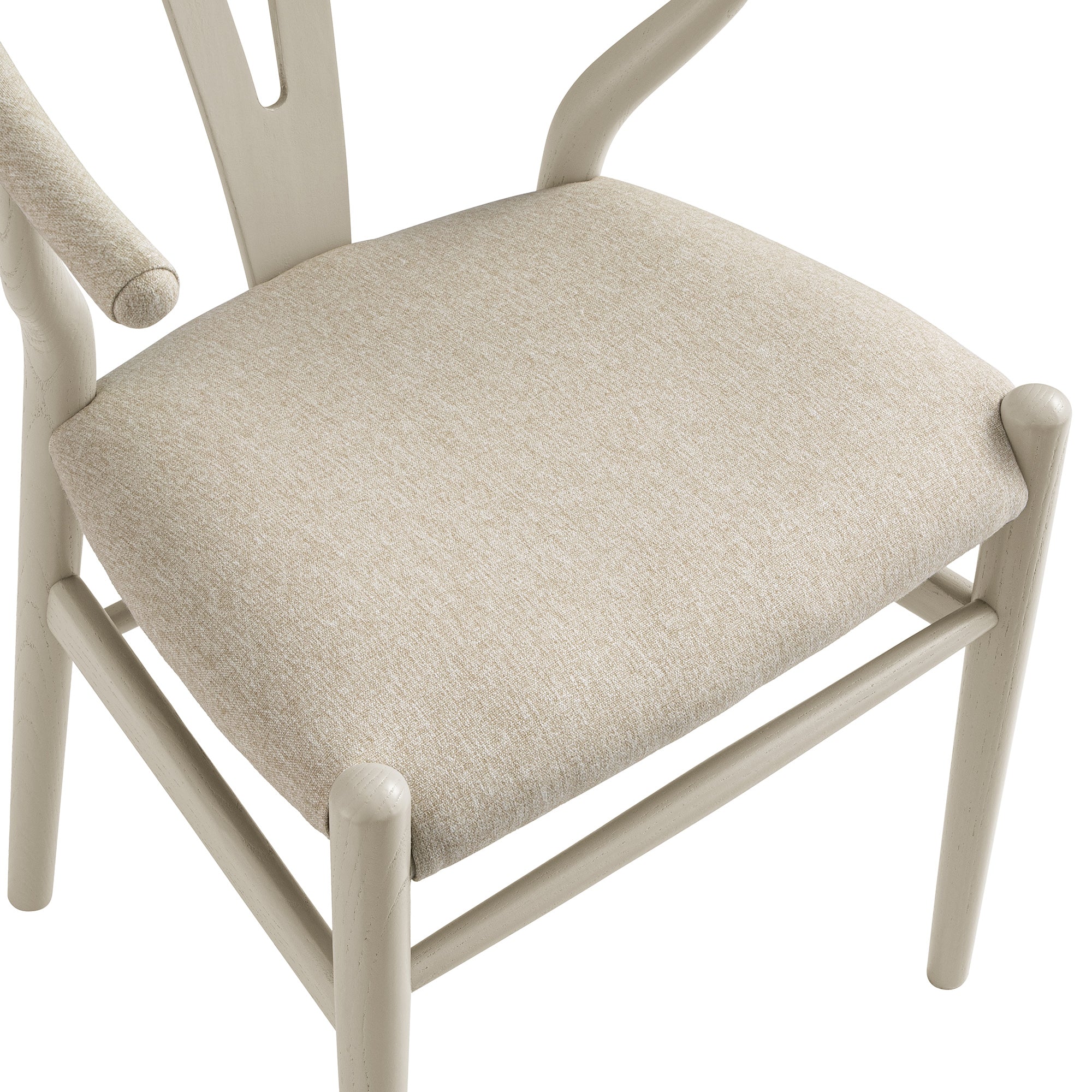 Hansel Upholstered Dining Chair, Taupe Frame with Oatmeal Fabric