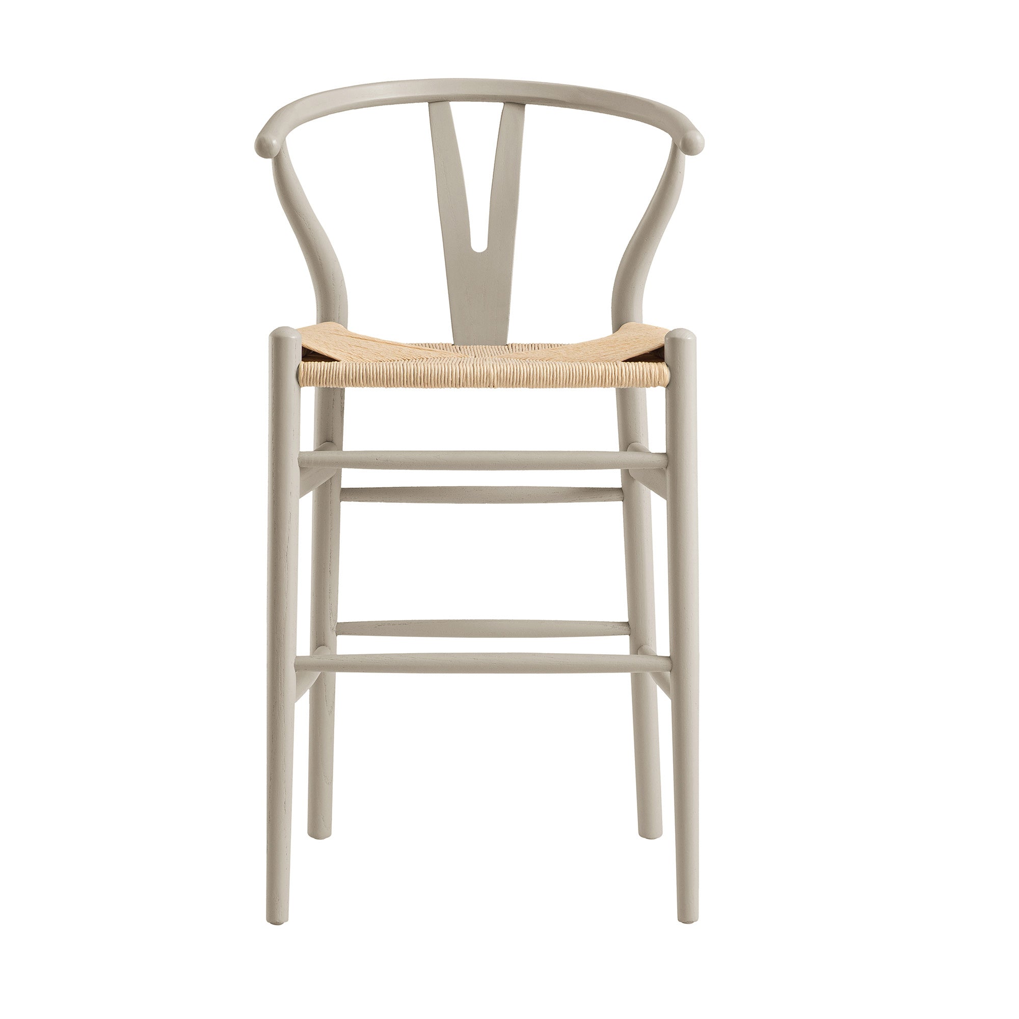 Hansel Wooden Natural Weave Counter Stool, Light Taupe Colour Frame