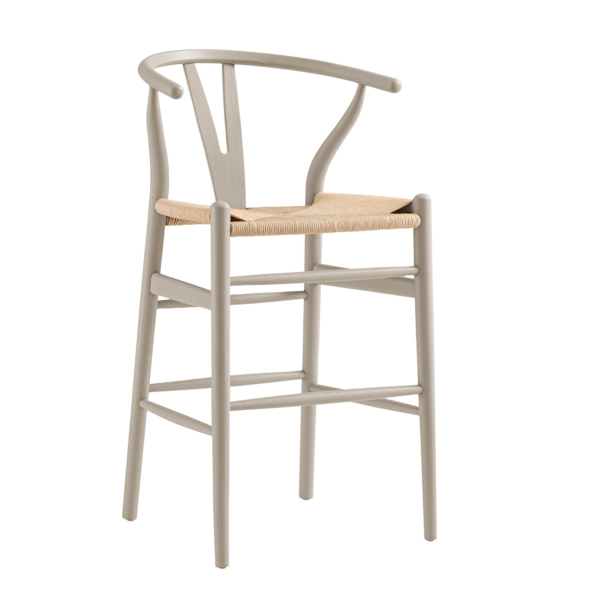 Hansel Wooden Natural Weave Counter Stool, Light Taupe Colour Frame