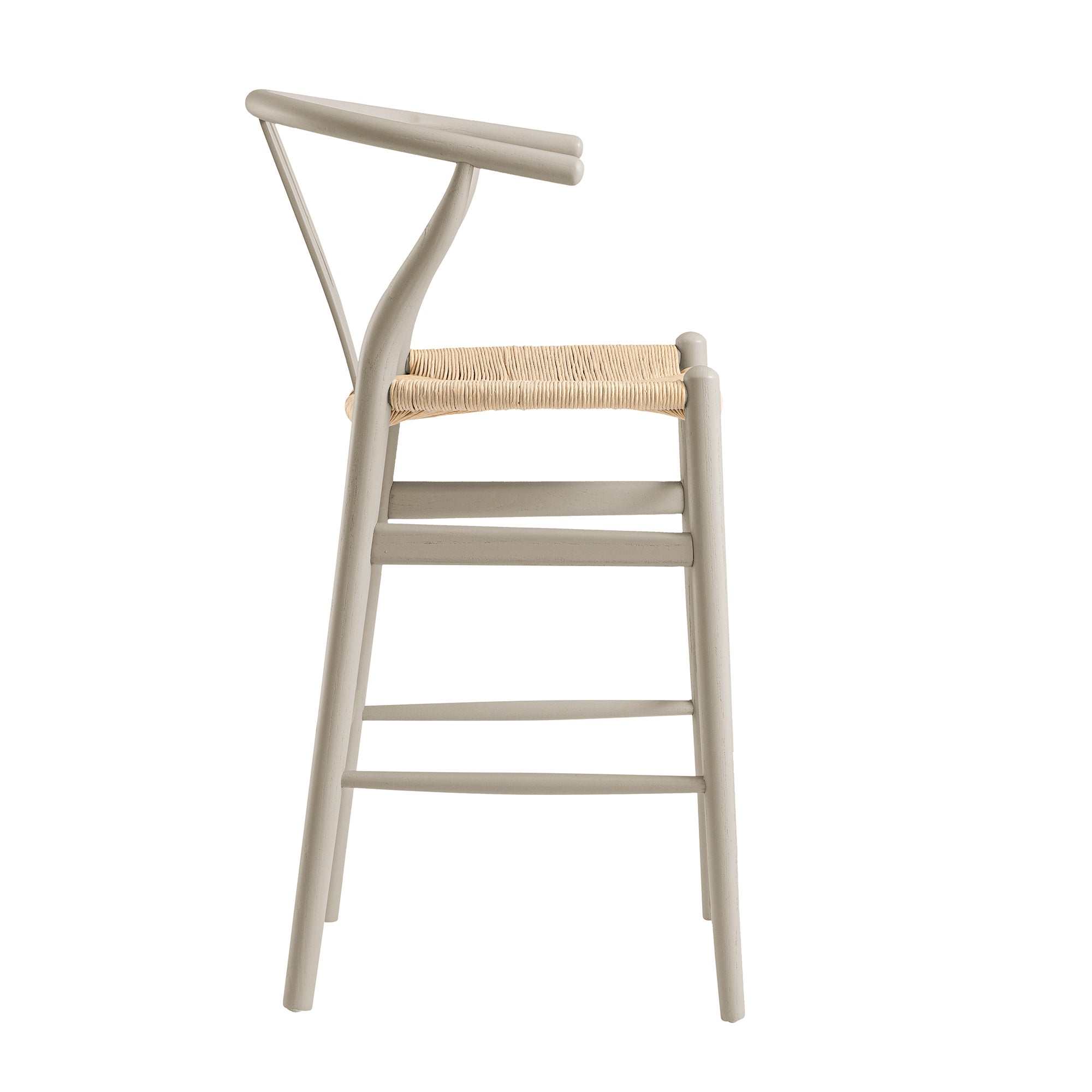 Hansel Wooden Natural Weave Counter Stool, Light Taupe Colour Frame