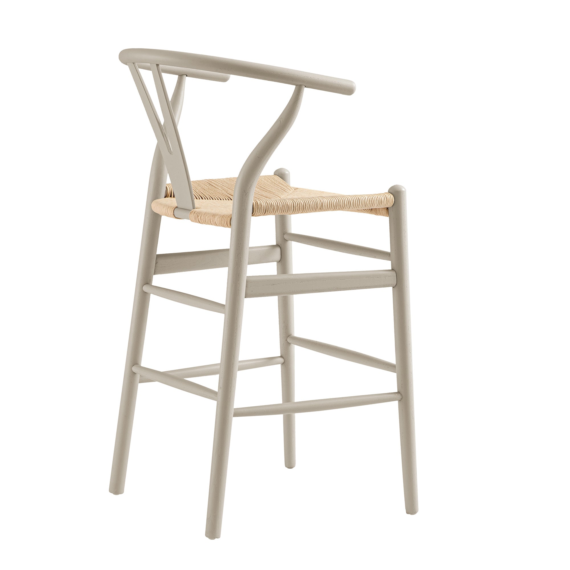 Hansel Wooden Natural Weave Counter Stool, Light Taupe Colour Frame