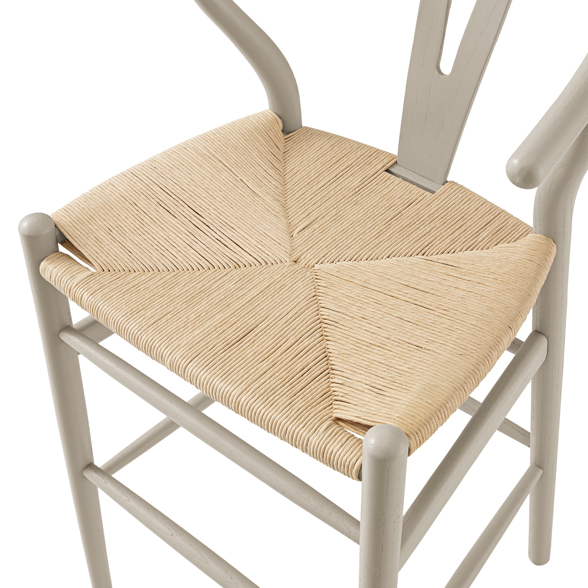 Hansel Wooden Natural Weave Counter Stool, Light Taupe Colour Frame