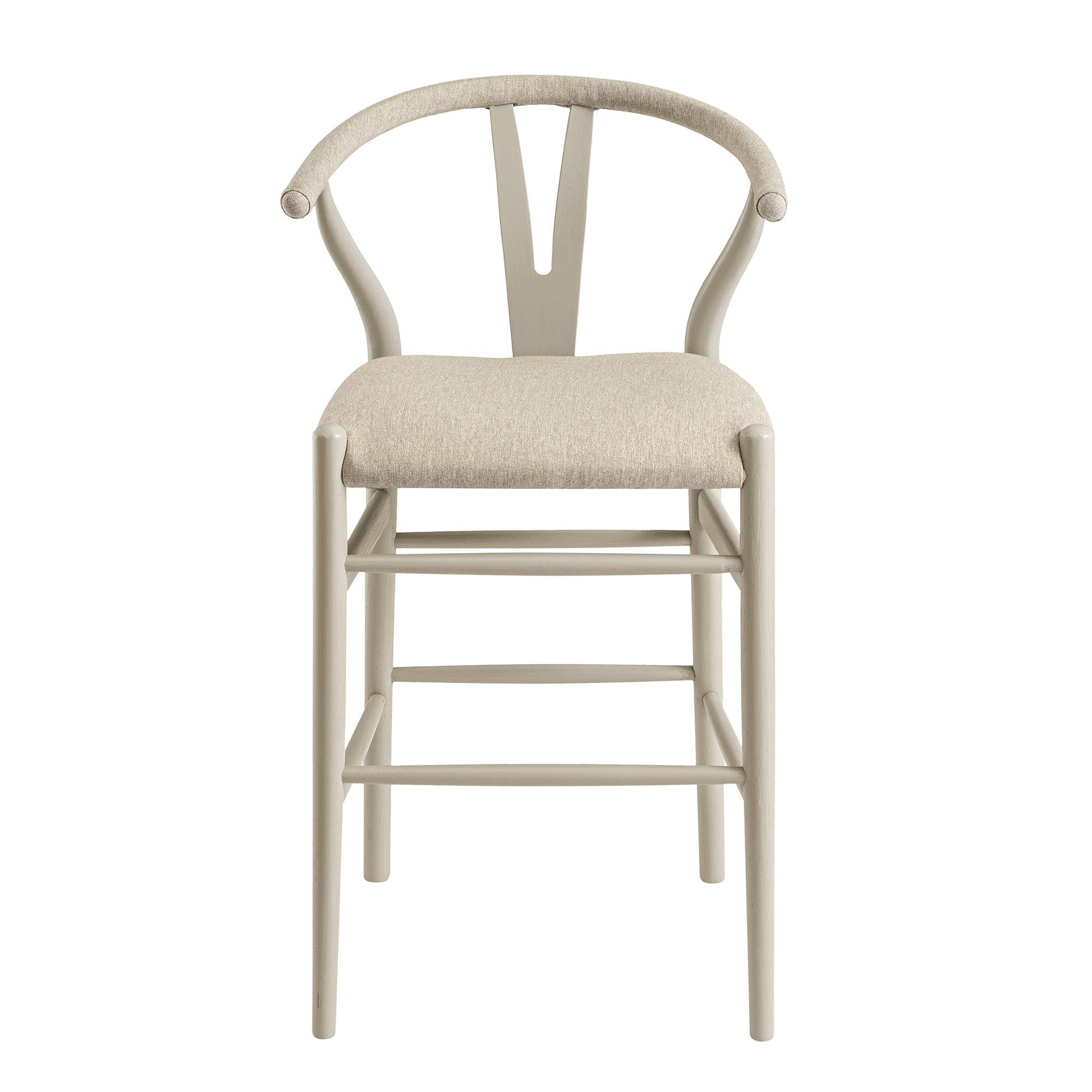 Hansel Counter Stool, Taupe Frame with Oatmeal Fabric Seat