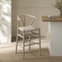 Hansel Counter Stool, Taupe Frame with Oatmeal Fabric Seat