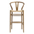 Hansel Wooden Natural Weave Wishbone Bar Stool, Light Walnut Colour Frame