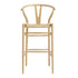 Hansel Wooden Natural Weave Wishbone Bar Stool, Natural Frame