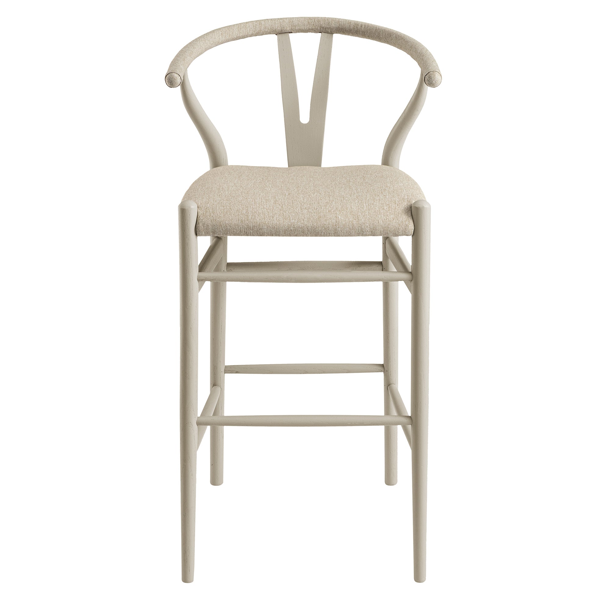 Hansel Bar Stool, Taupe Frame with Oatmeal Fabric Seat