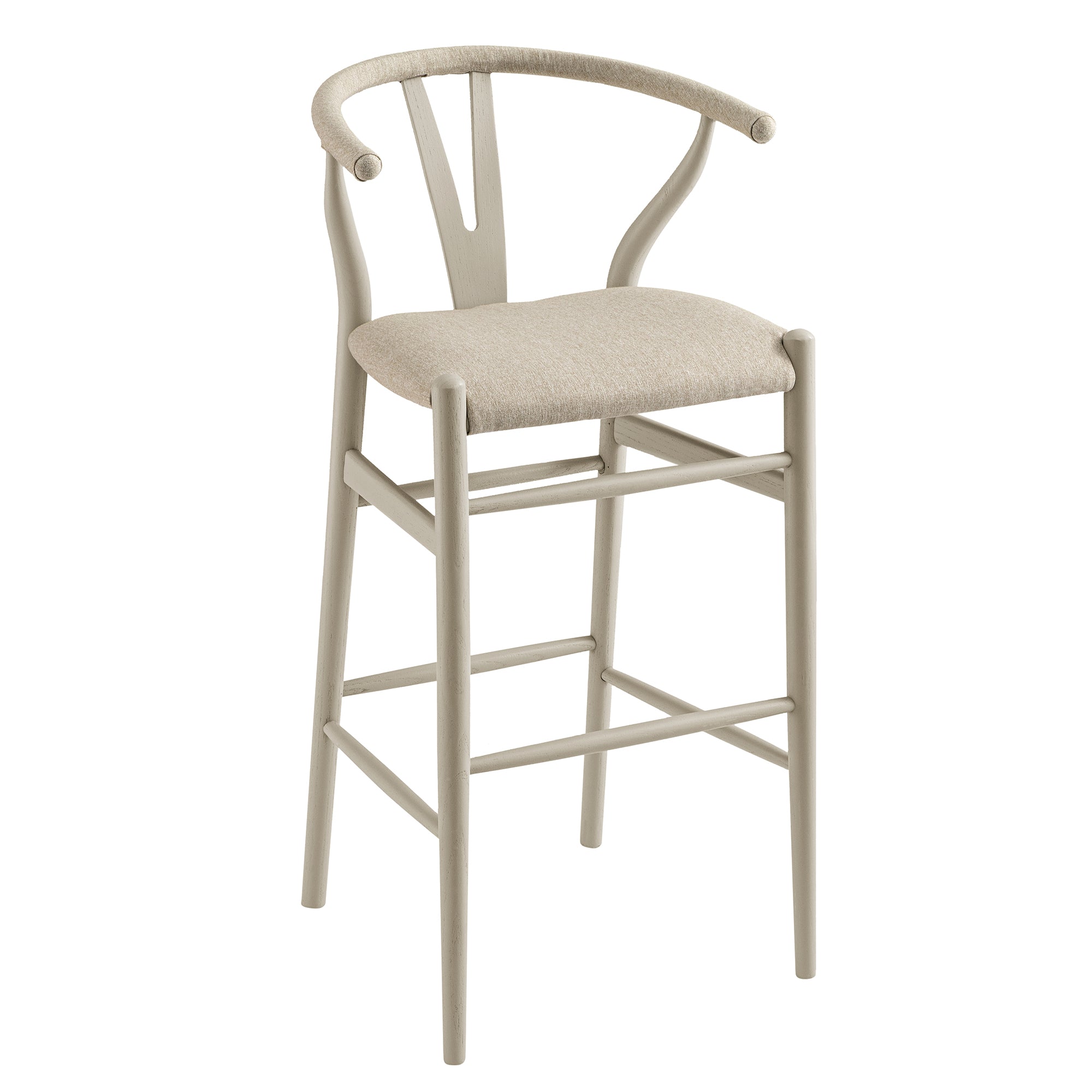 Hansel Bar Stool, Taupe Frame with Oatmeal Fabric Seat