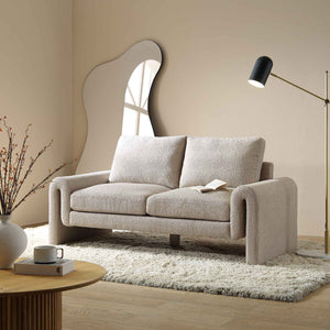 Hampstead Taupe Boucle Curved 2-Seater Sofa | daals