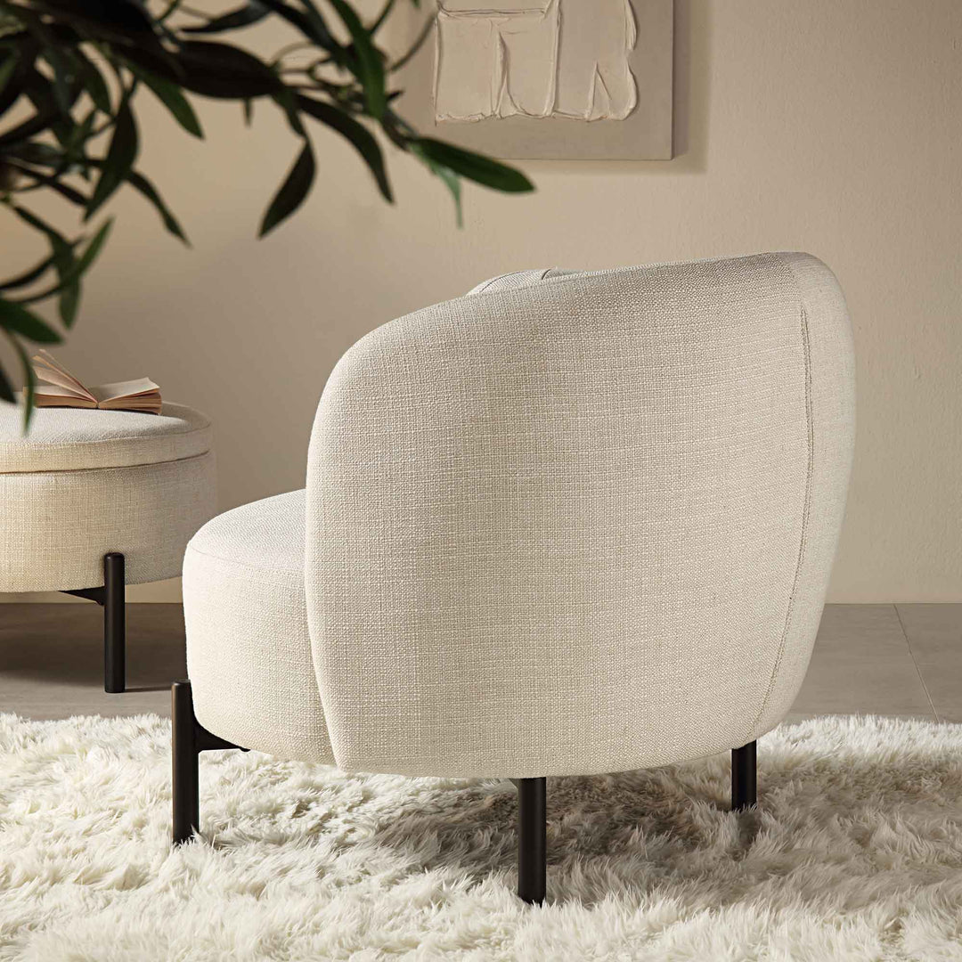 Amboise Armchair with Ball Cushion, Beige Linen Blend | daals