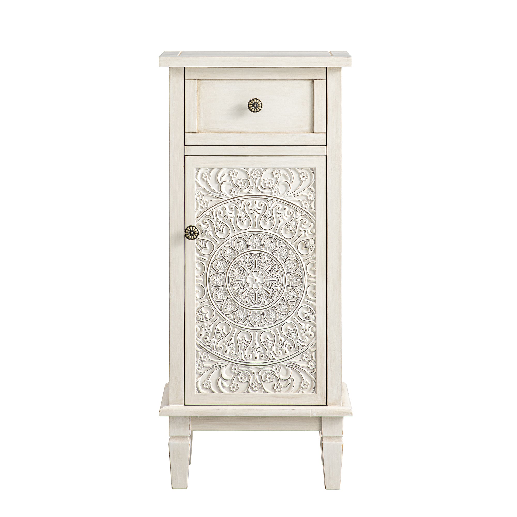 Chantilly Whitewashed Carved Bathroom Cupboard