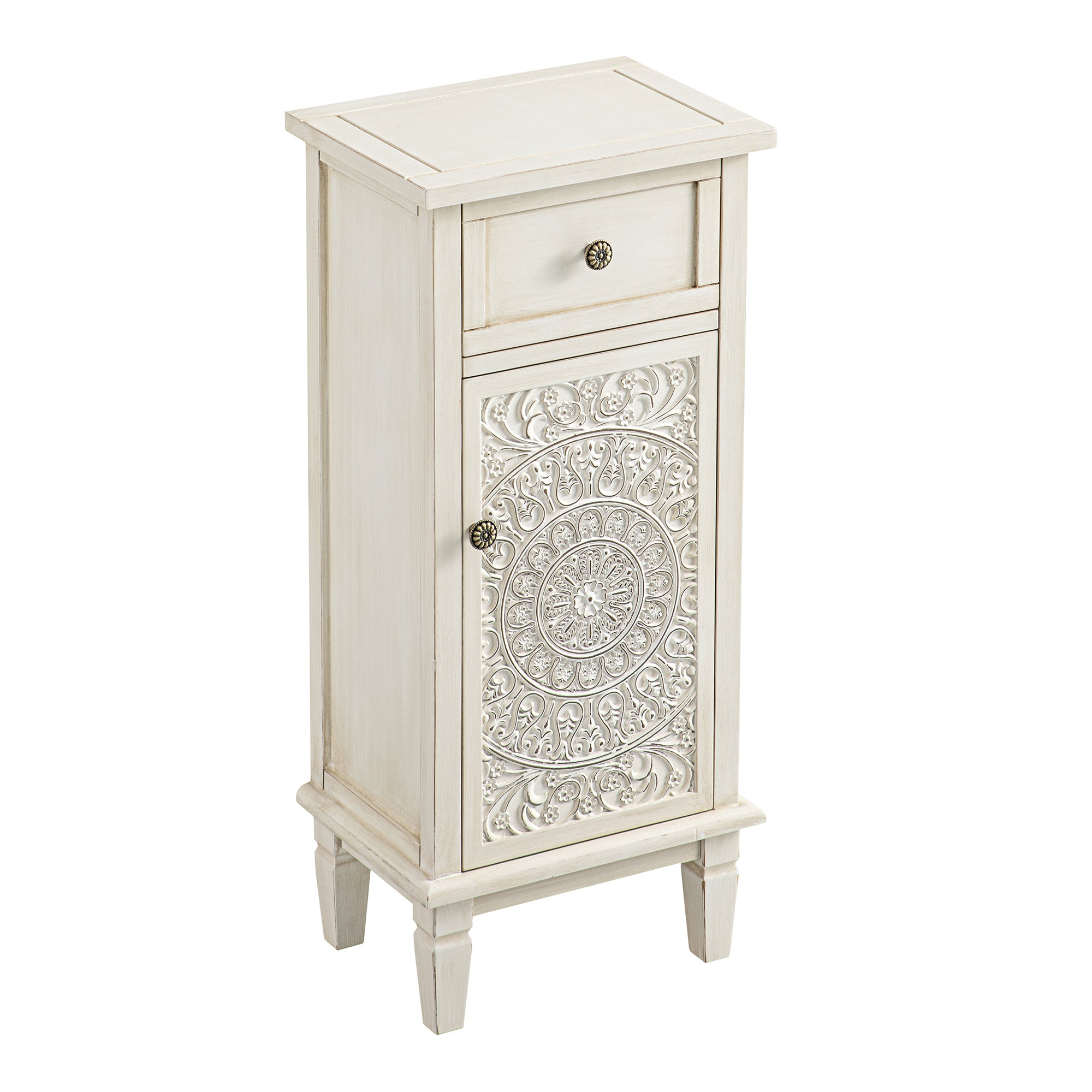 Chantilly Whitewashed Carved Bathroom Cupboard