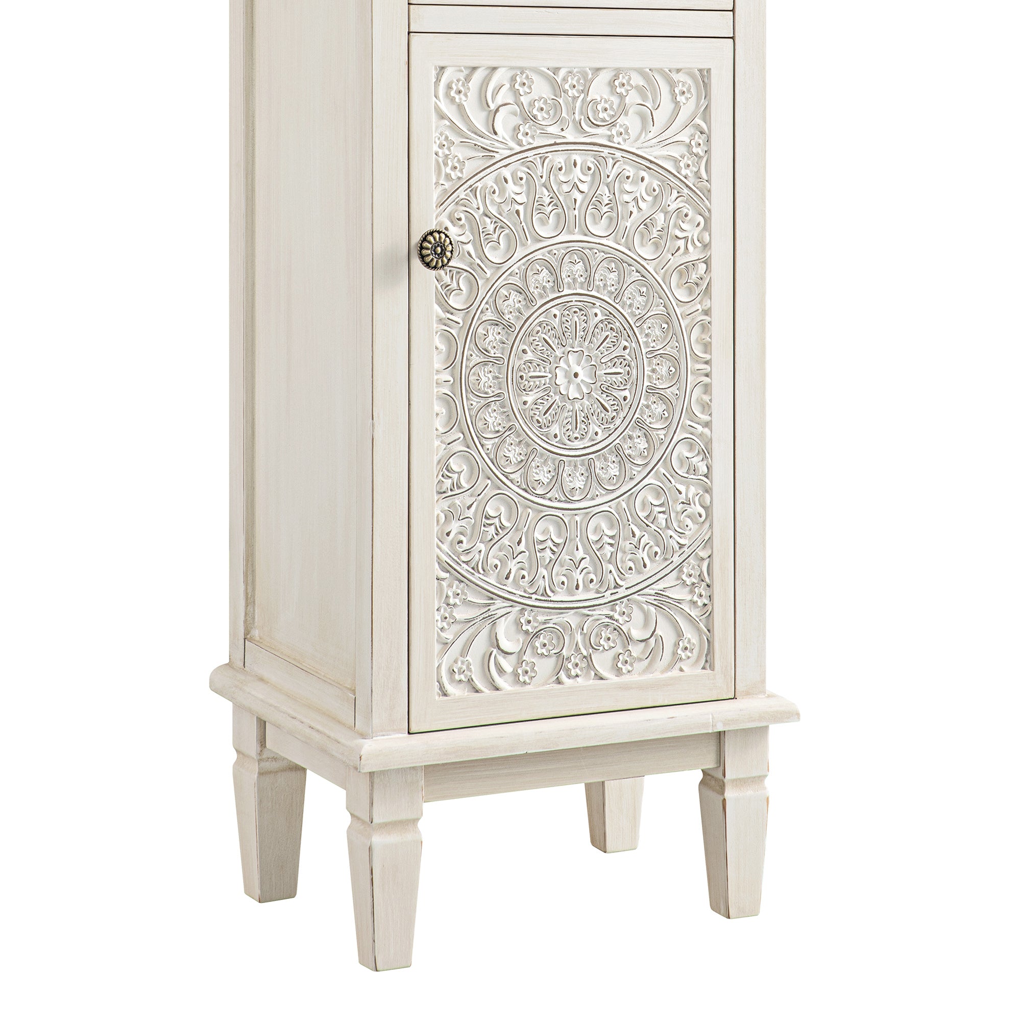 Chantilly Whitewashed Carved Bathroom Cupboard