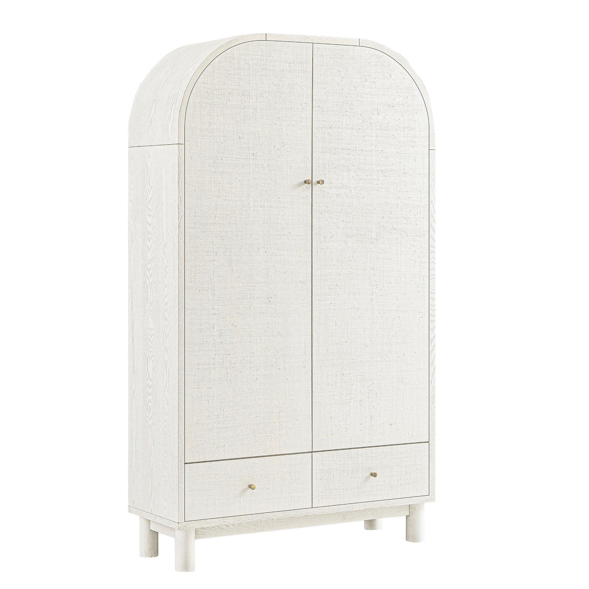 Maude Large Storage Cabinet, Washed White Ash with Raffia