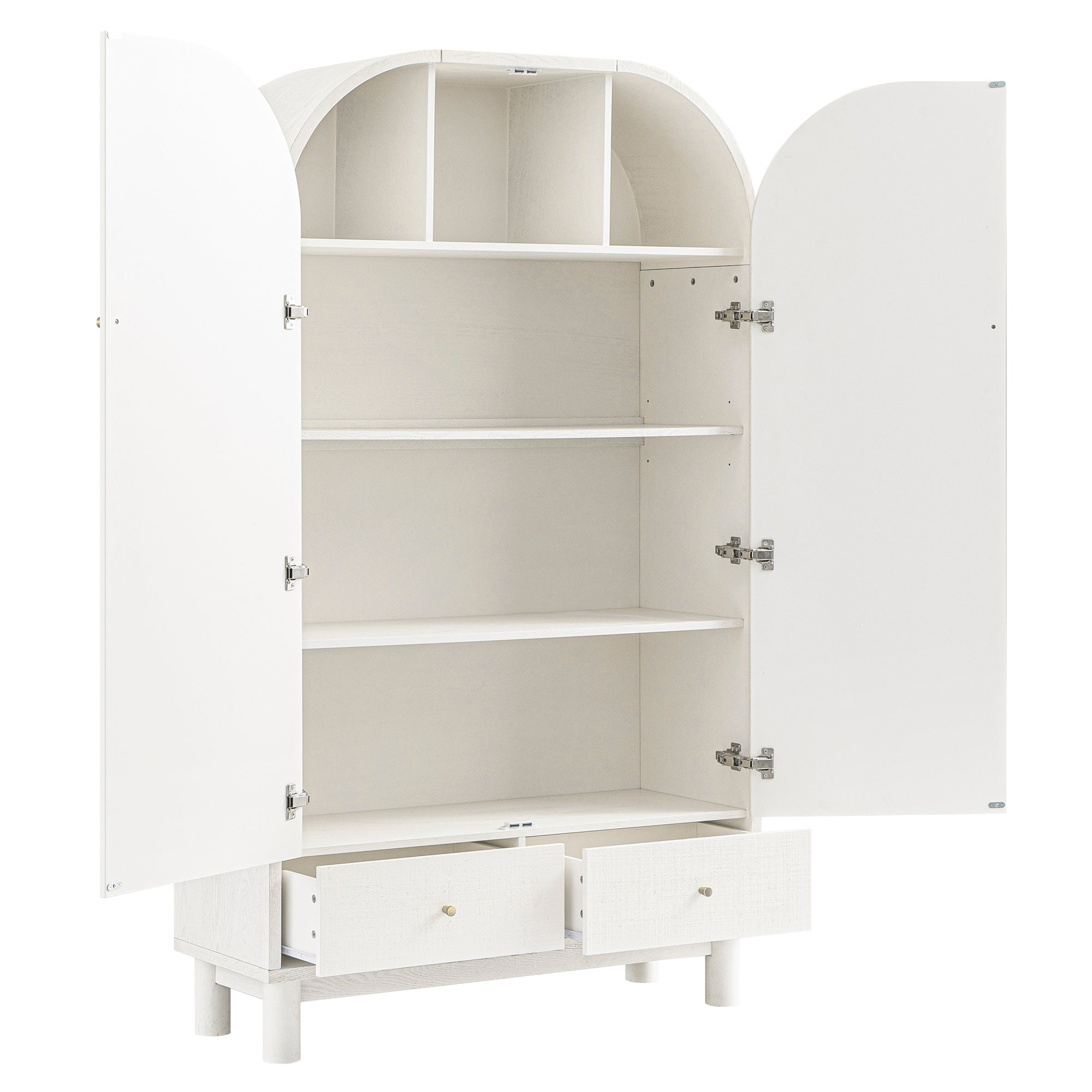 Maude Large Storage Cabinet, Washed White Ash with Raffia