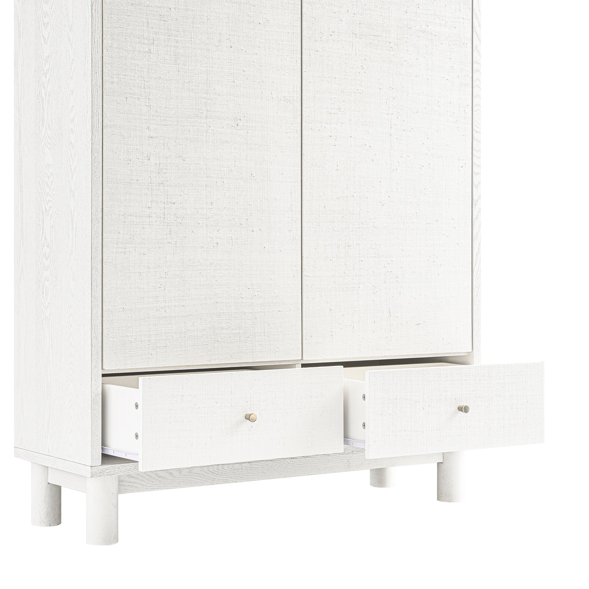 Maude Large Storage Cabinet, Washed White Ash with Raffia