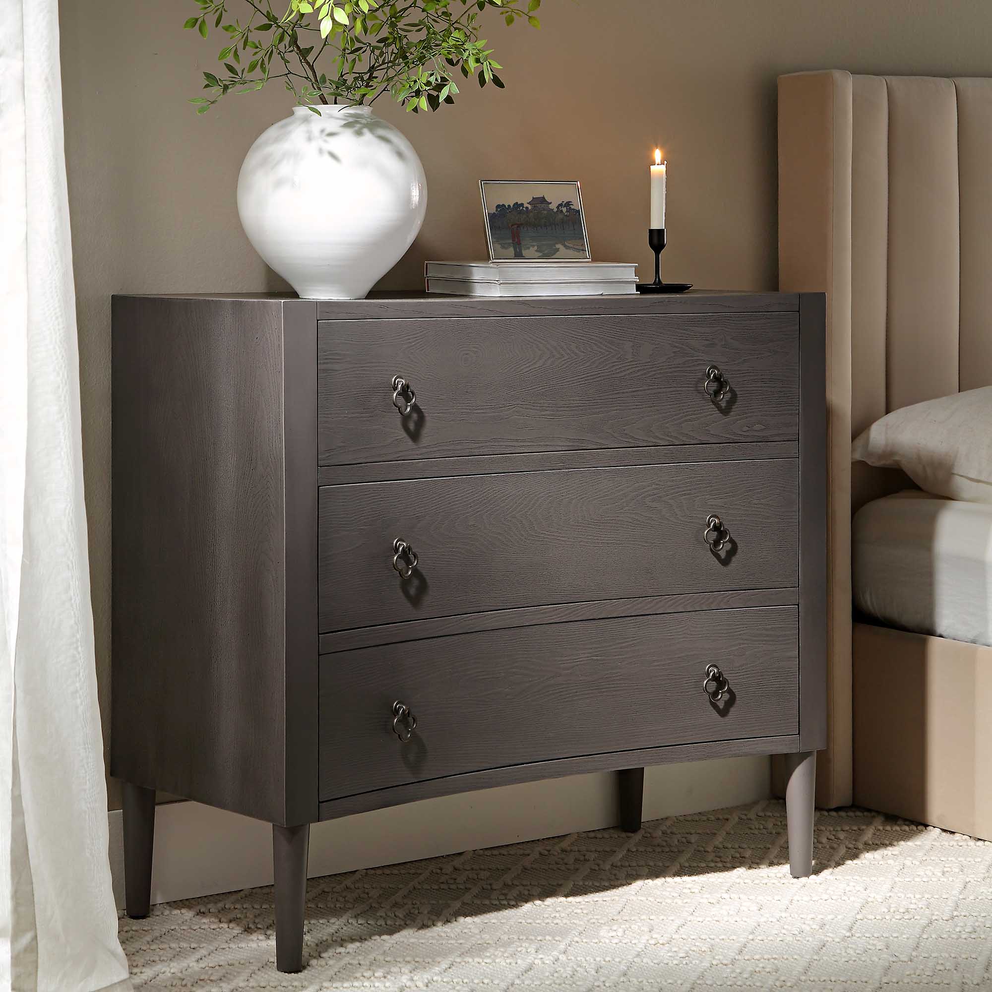 Thalia Concave Chest of Drawers, Silver Oak