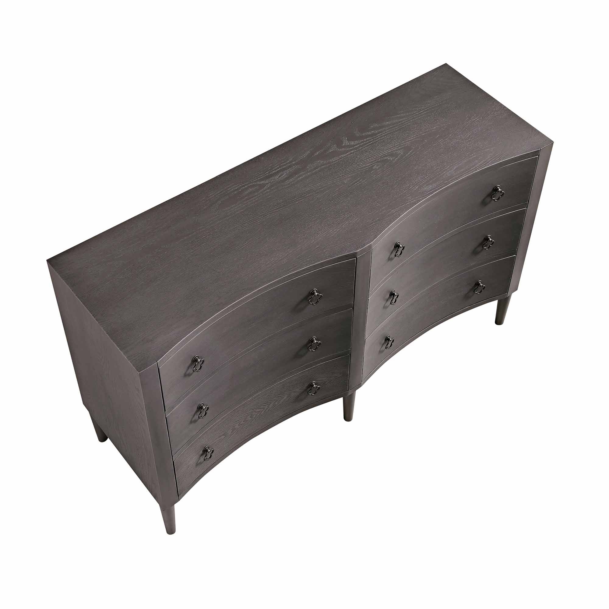 Thalia Concave Double Chest of Drawers, Silver Oak