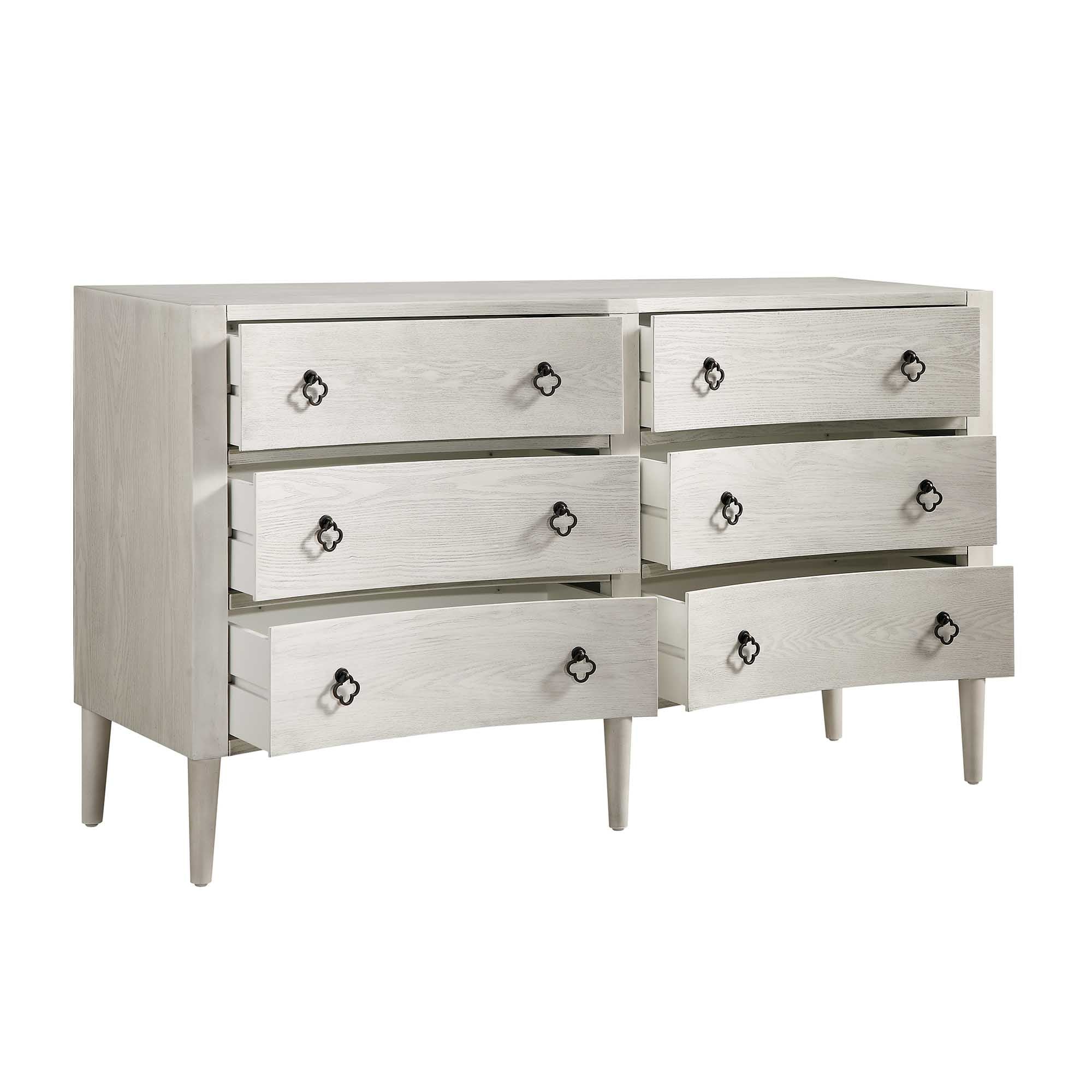 Thalia Concave Double Chest of Drawers, Washed White