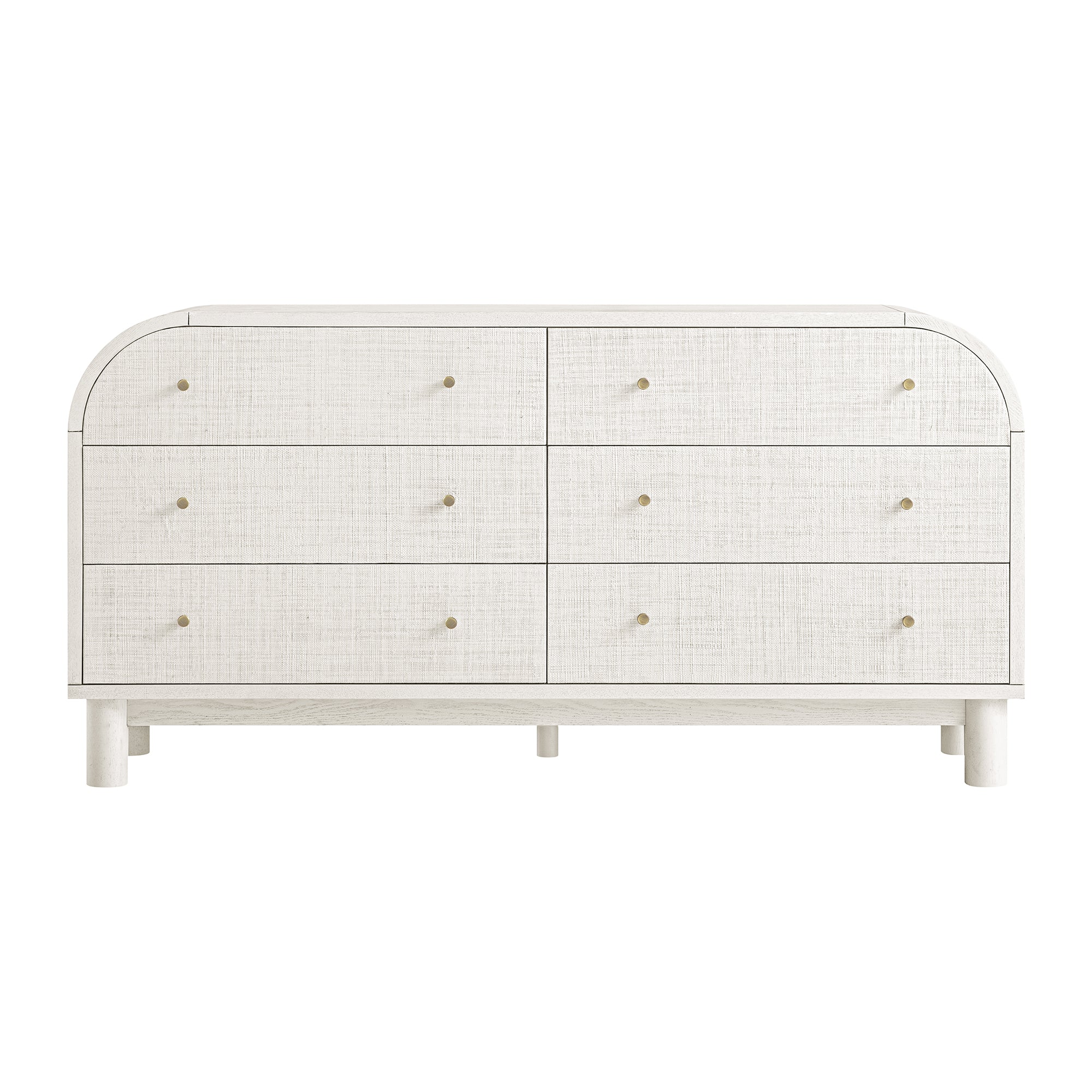 Maude Chest of 6 Drawers, Washed White Ash with Raffia