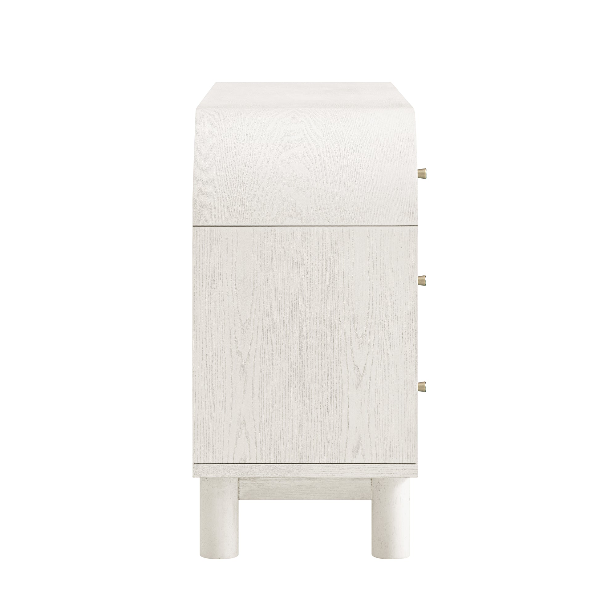 Maude Chest of 6 Drawers, Washed White Ash with Raffia