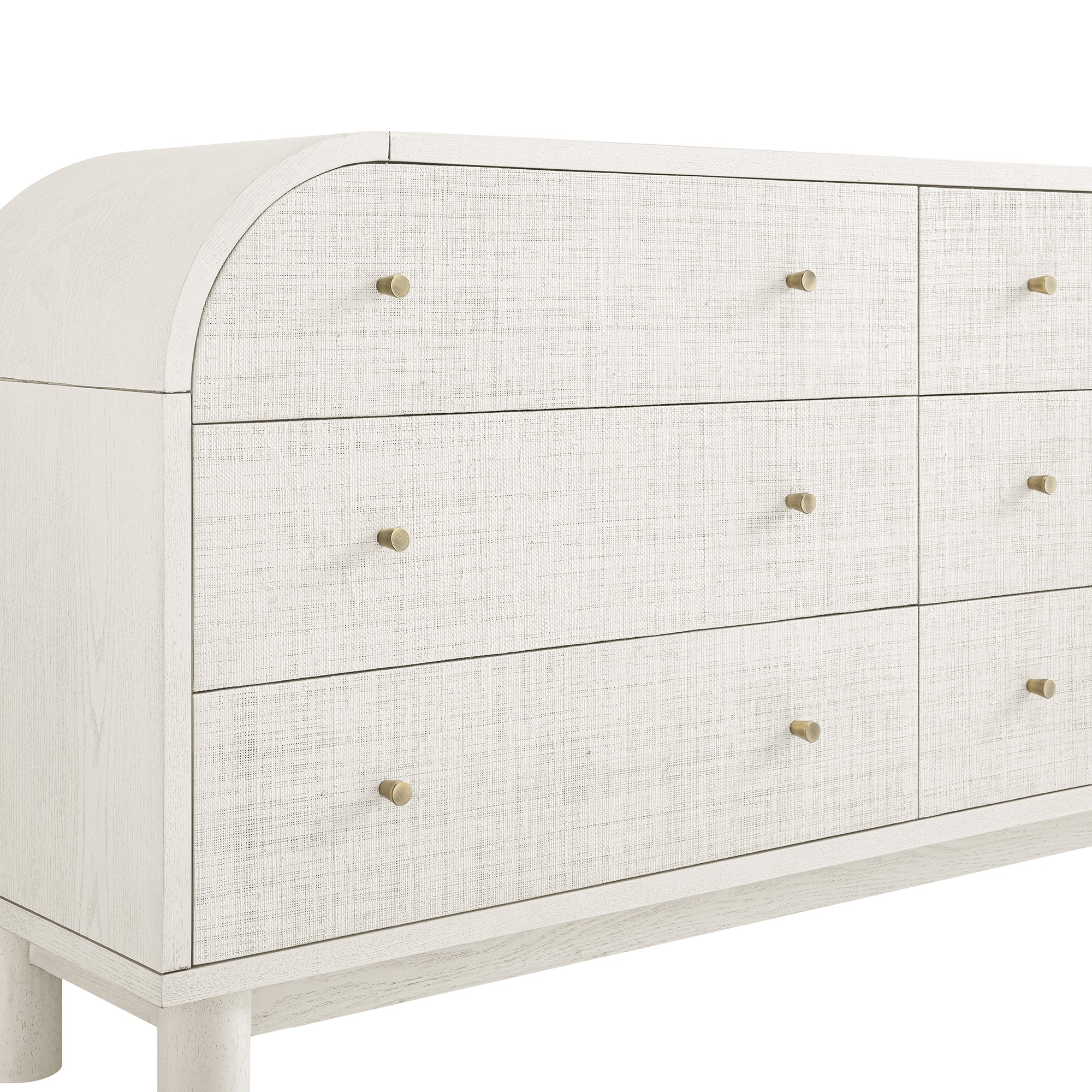 Maude Chest of 6 Drawers, Washed White Ash with Raffia