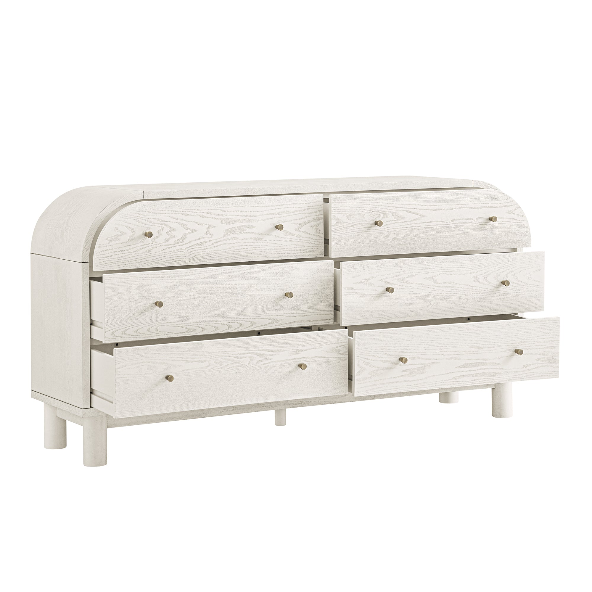 Maude Chest of 6 Drawers, Washed White Ash