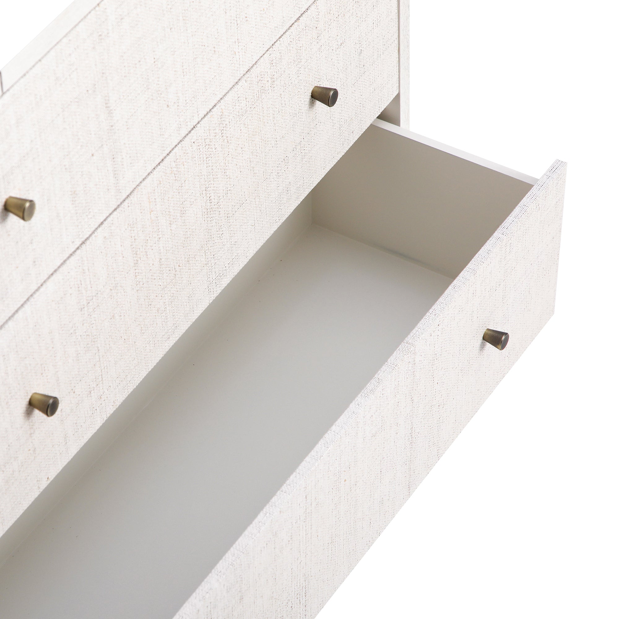 Maude Chest of 3 Drawers, Washed White Ash with Raffia