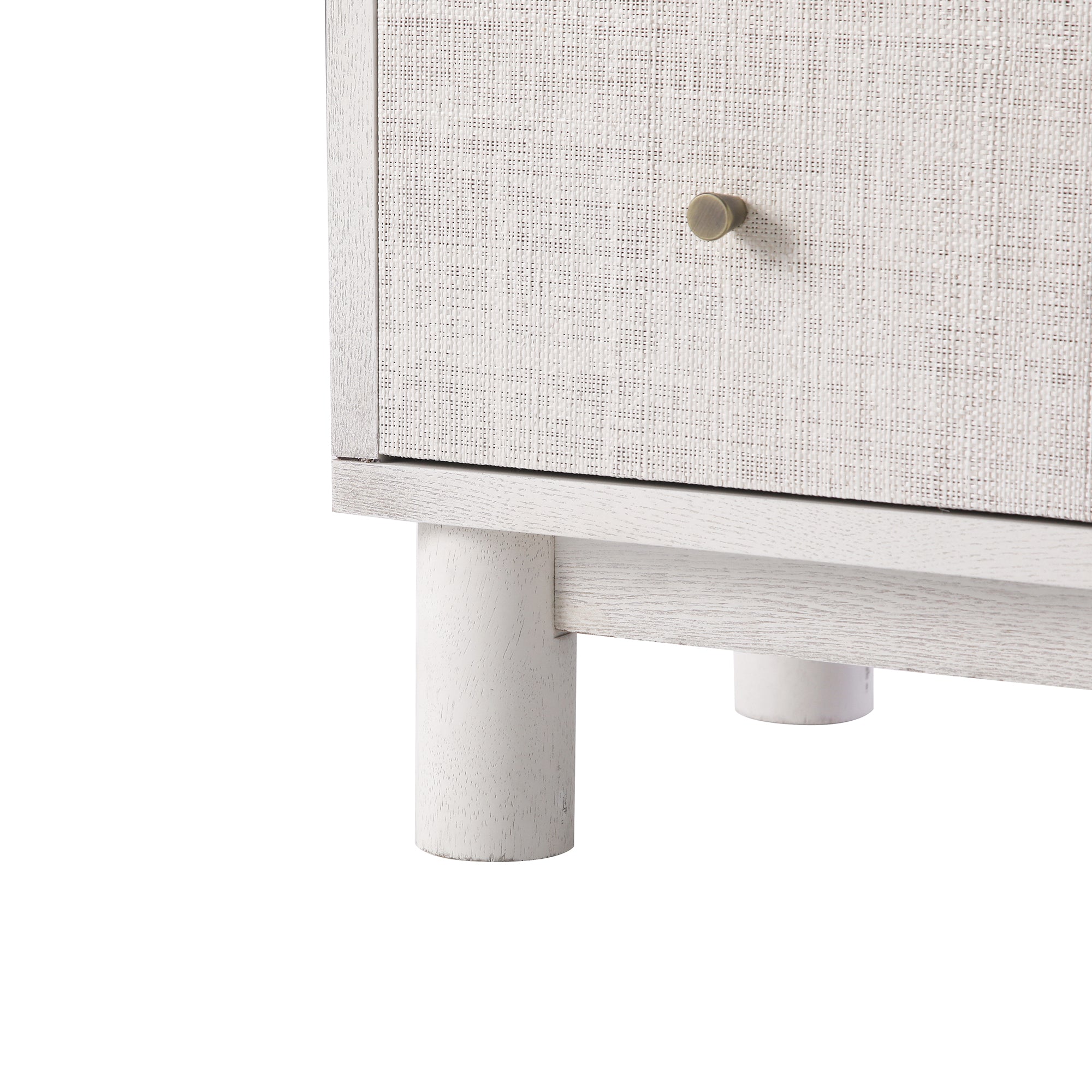 Maude Chest of 3 Drawers, Washed White Ash with Raffia