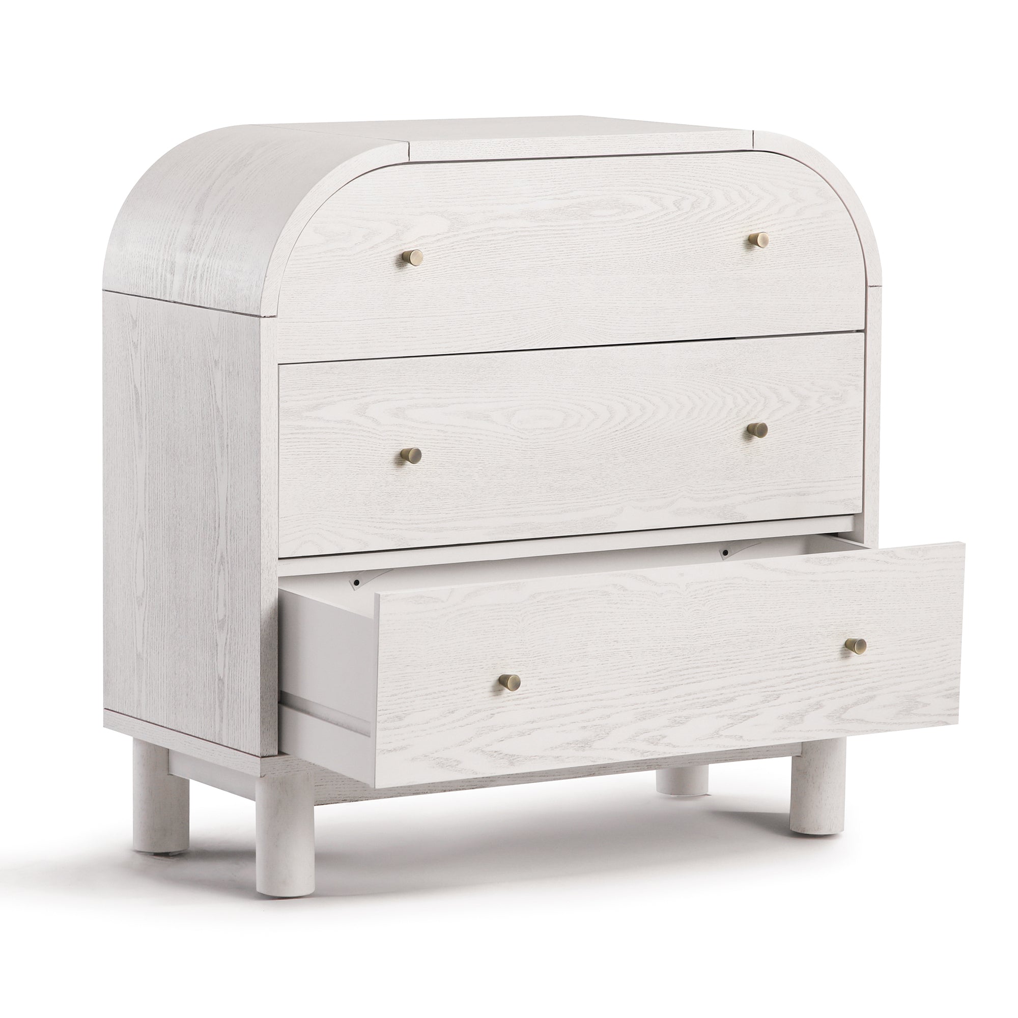 Maude Chest of 3 Drawers, Washed White Ash