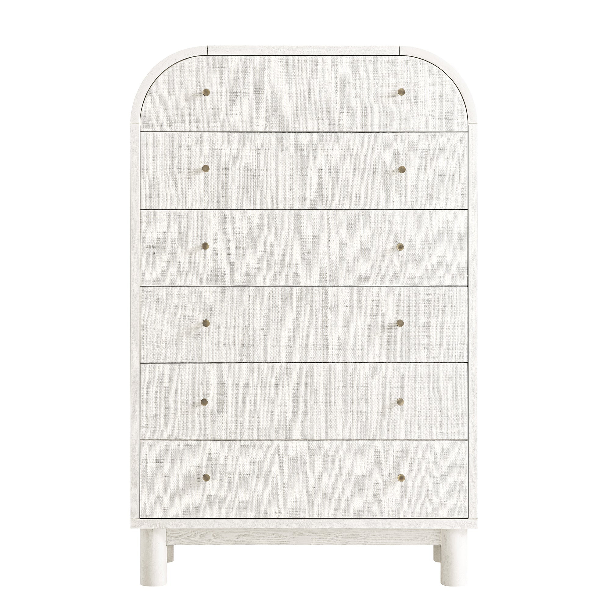 Maude Tall Chest, Washed White Ash with Raffia