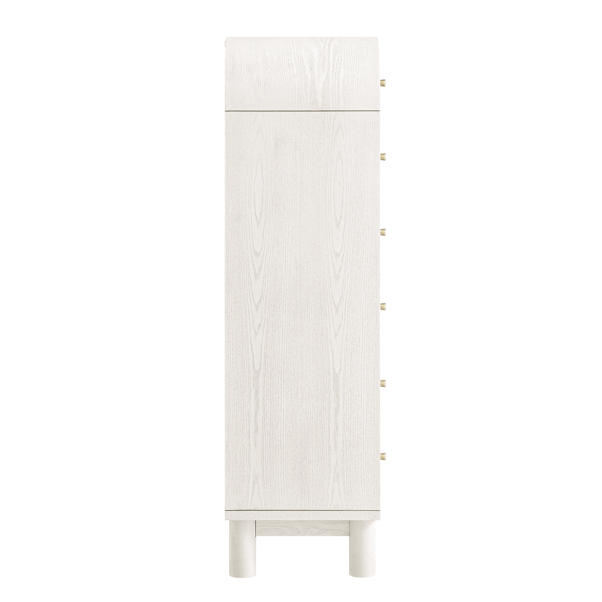 Maude Tall Chest, Washed White Ash with Raffia