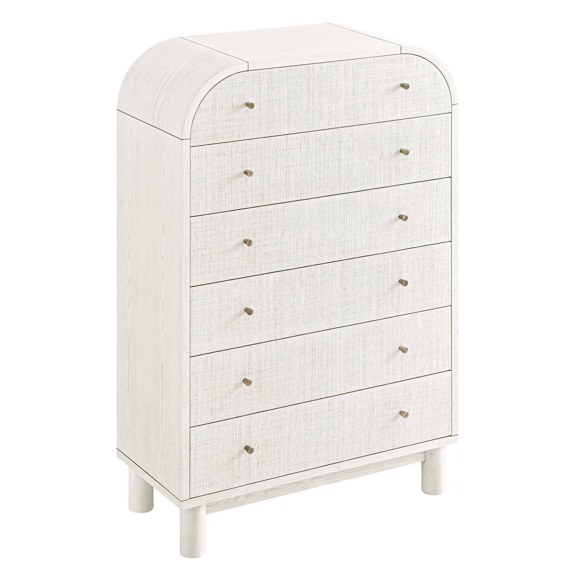 Maude Tall Chest, Washed White Ash with Raffia