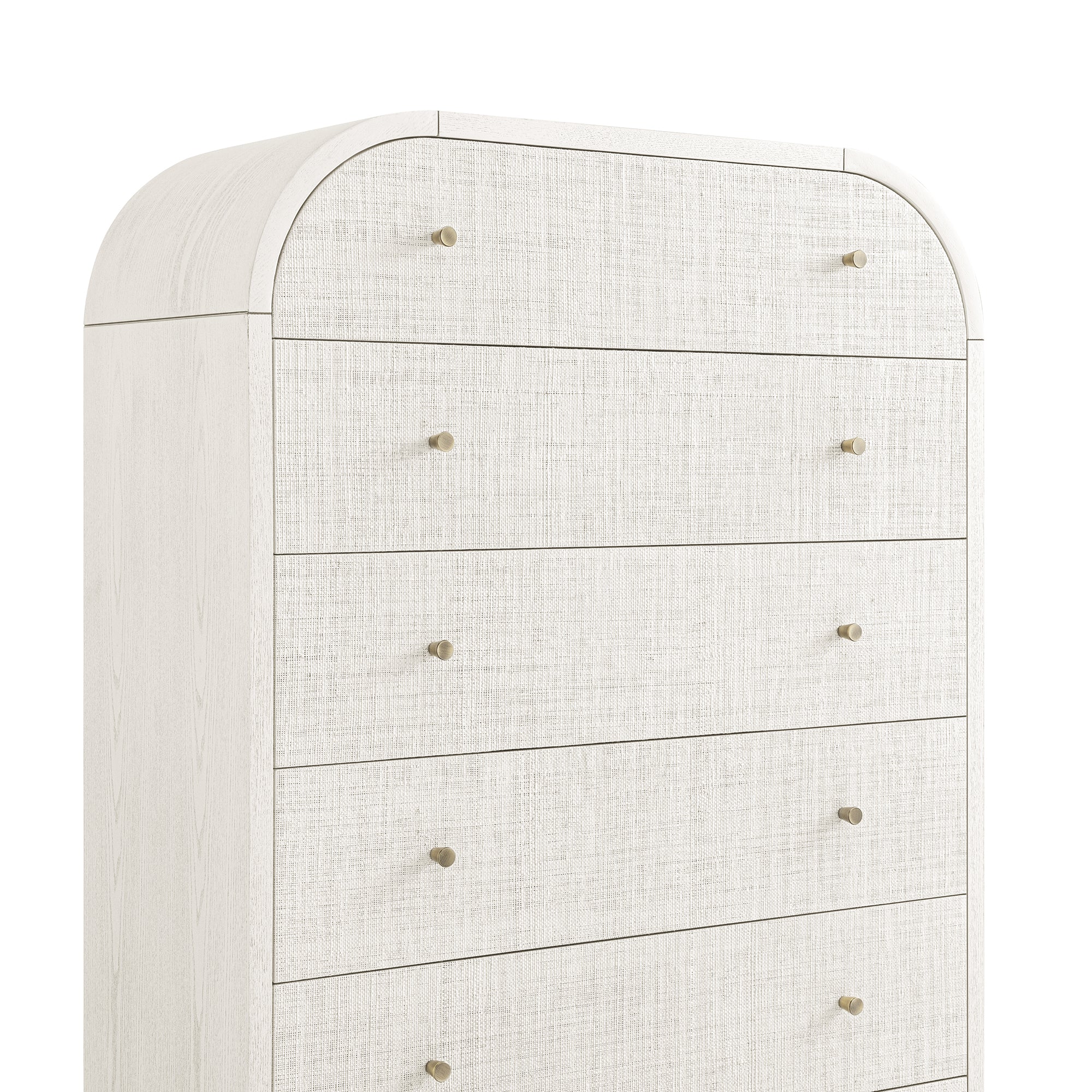 Maude Tall Chest, Washed White Ash with Raffia