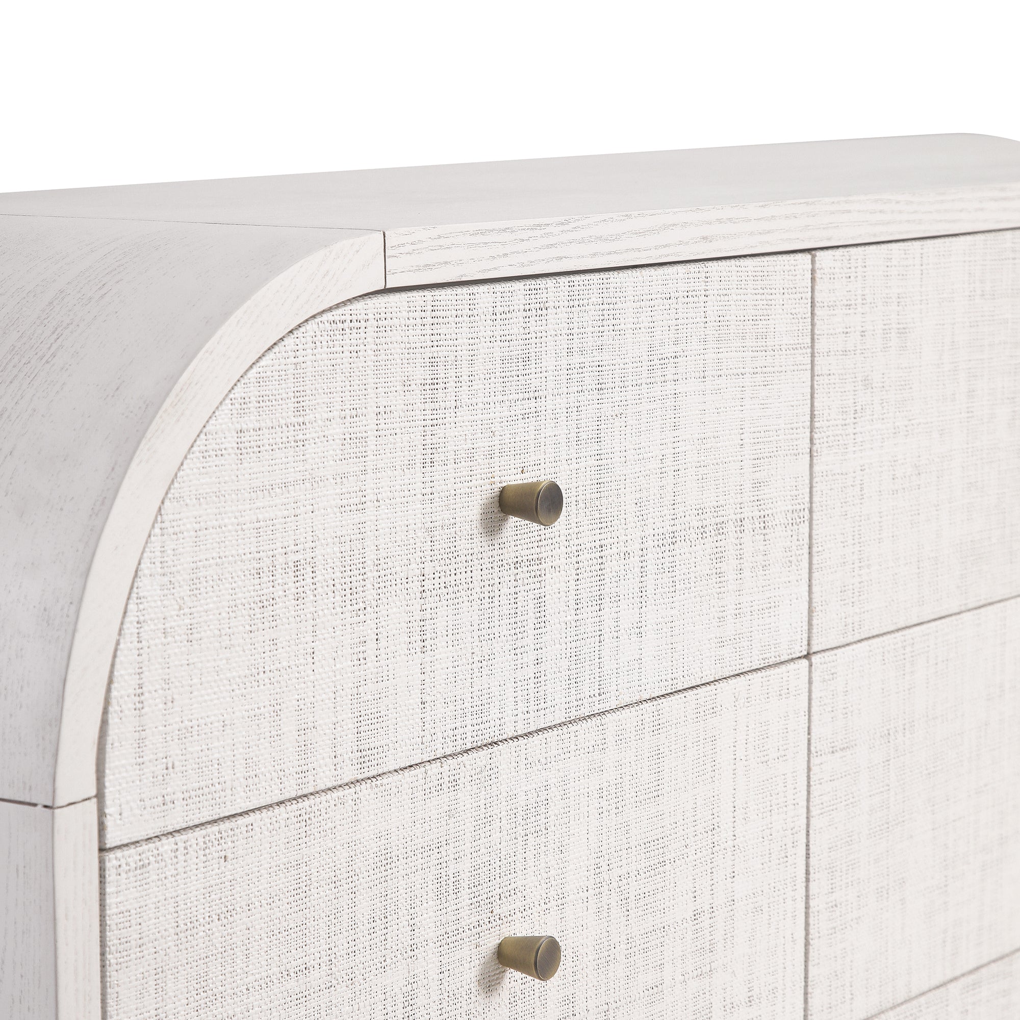 Maude 9 Drawer Chest, Washed White Ash with Raffia