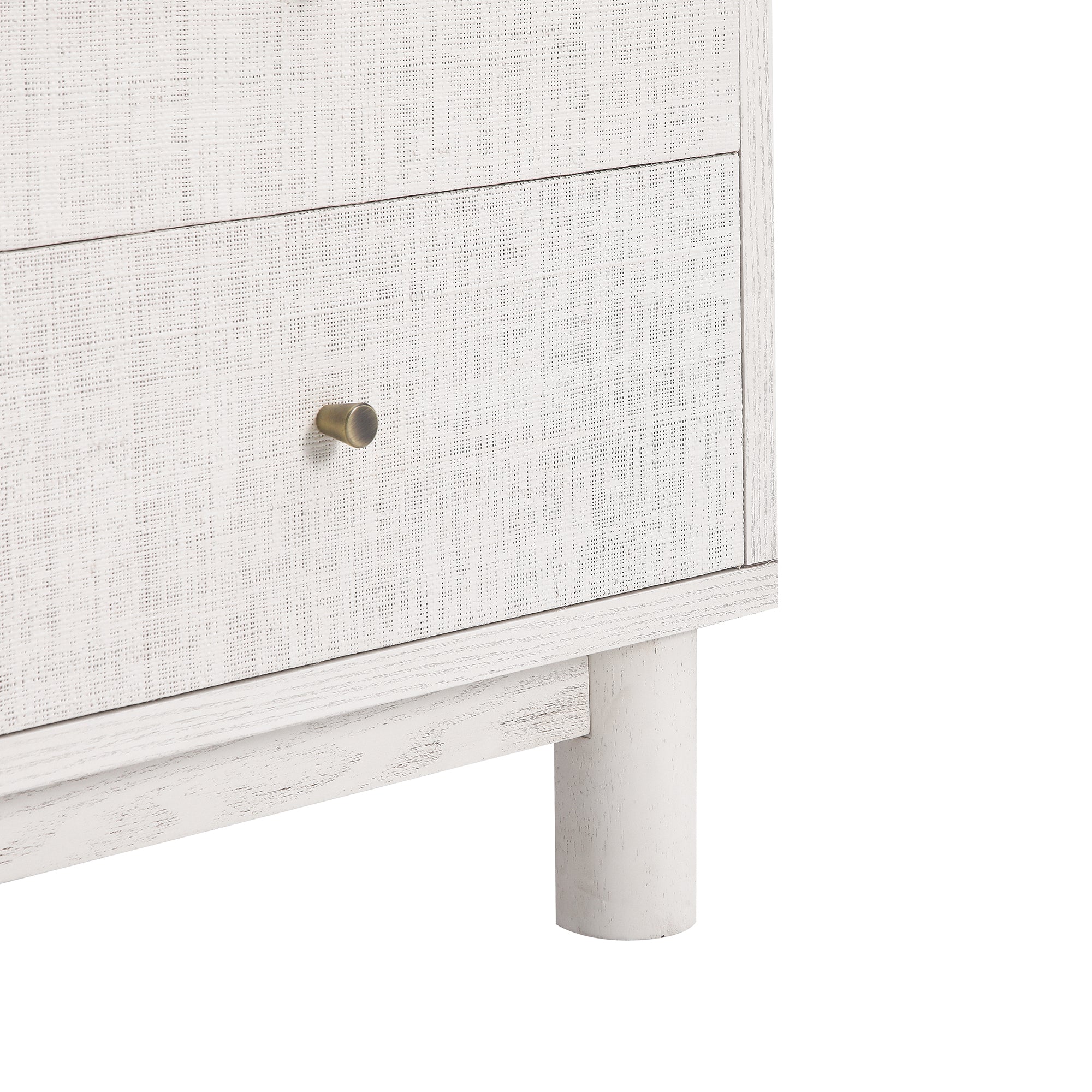 Maude 9 Drawer Chest, Washed White Ash with Raffia