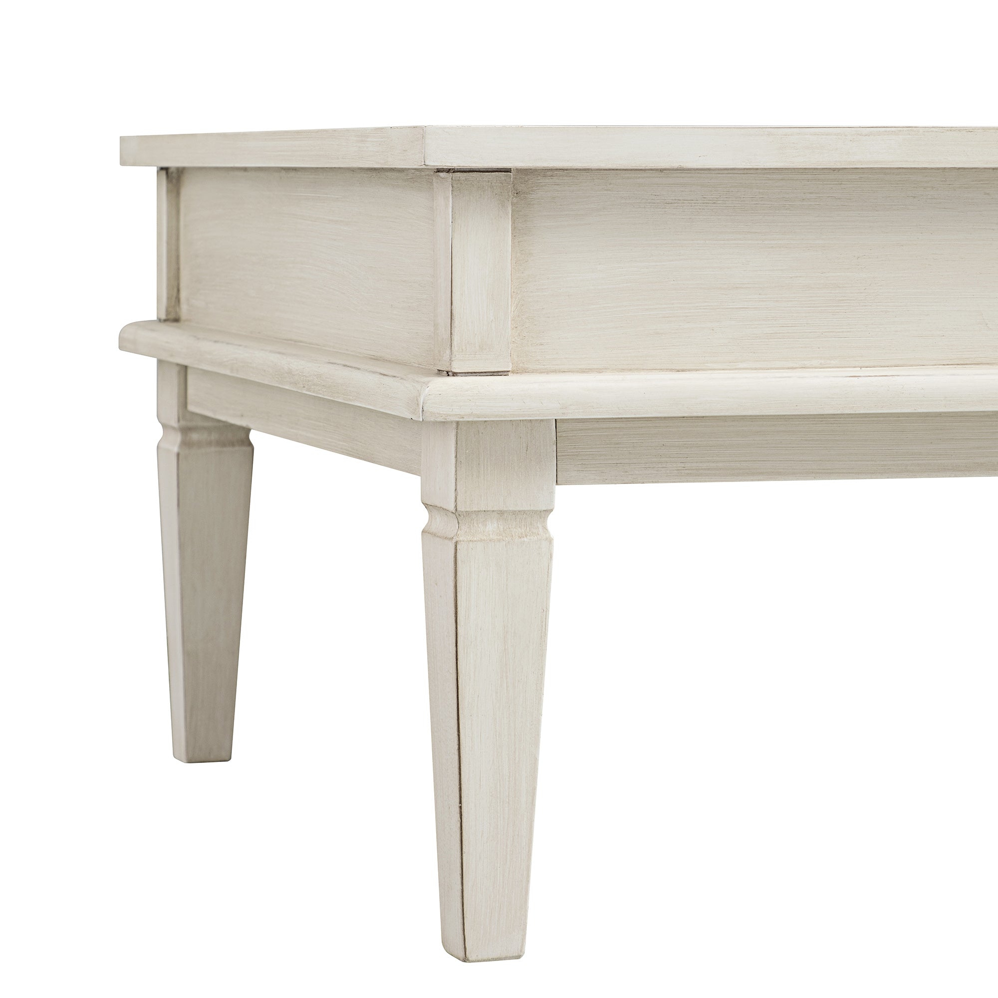 Chantilly Whitewashed Coffee Table with Drawers