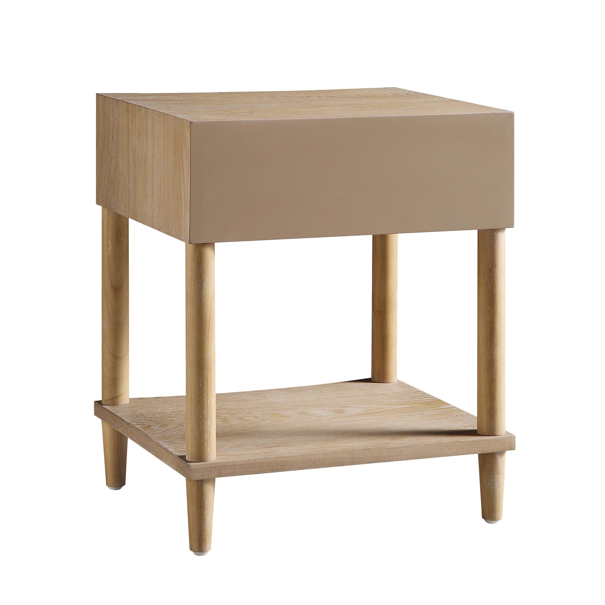 Thalia Concave 1 Drawer Bedside Table, Natural