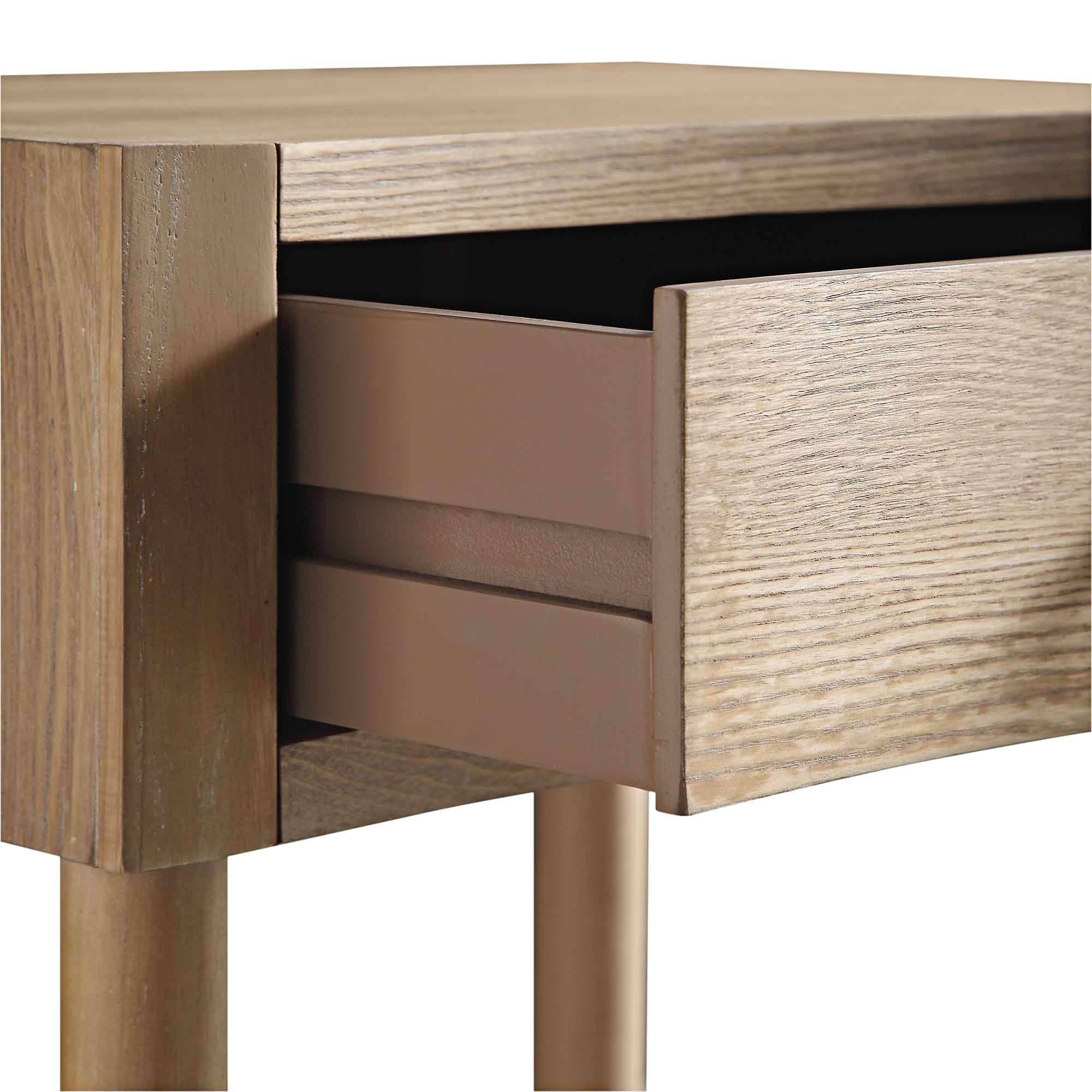 Thalia Concave 1 Drawer Bedside Table, Natural