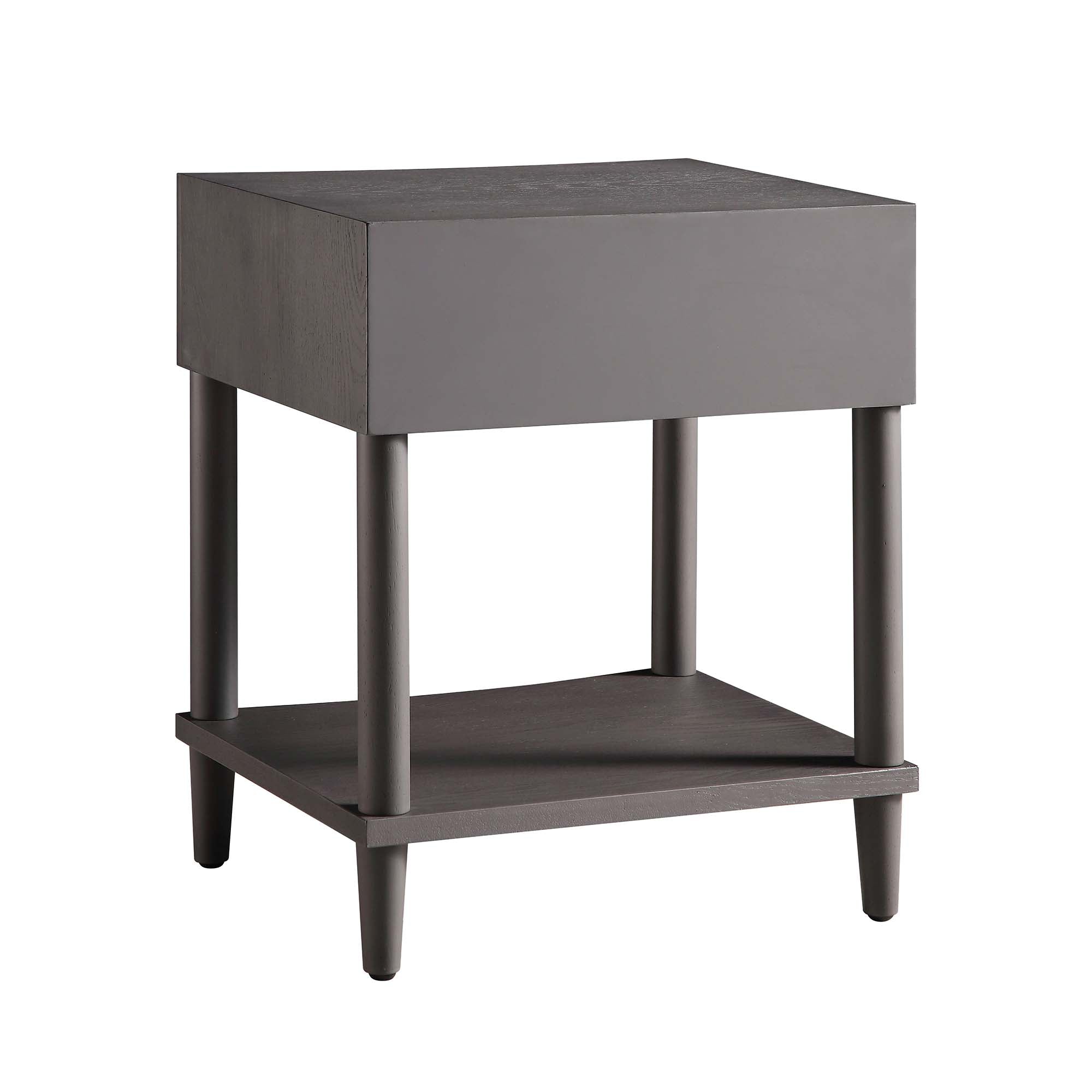 Thalia Concave 1 Drawer Bedside Table, Silver Oak