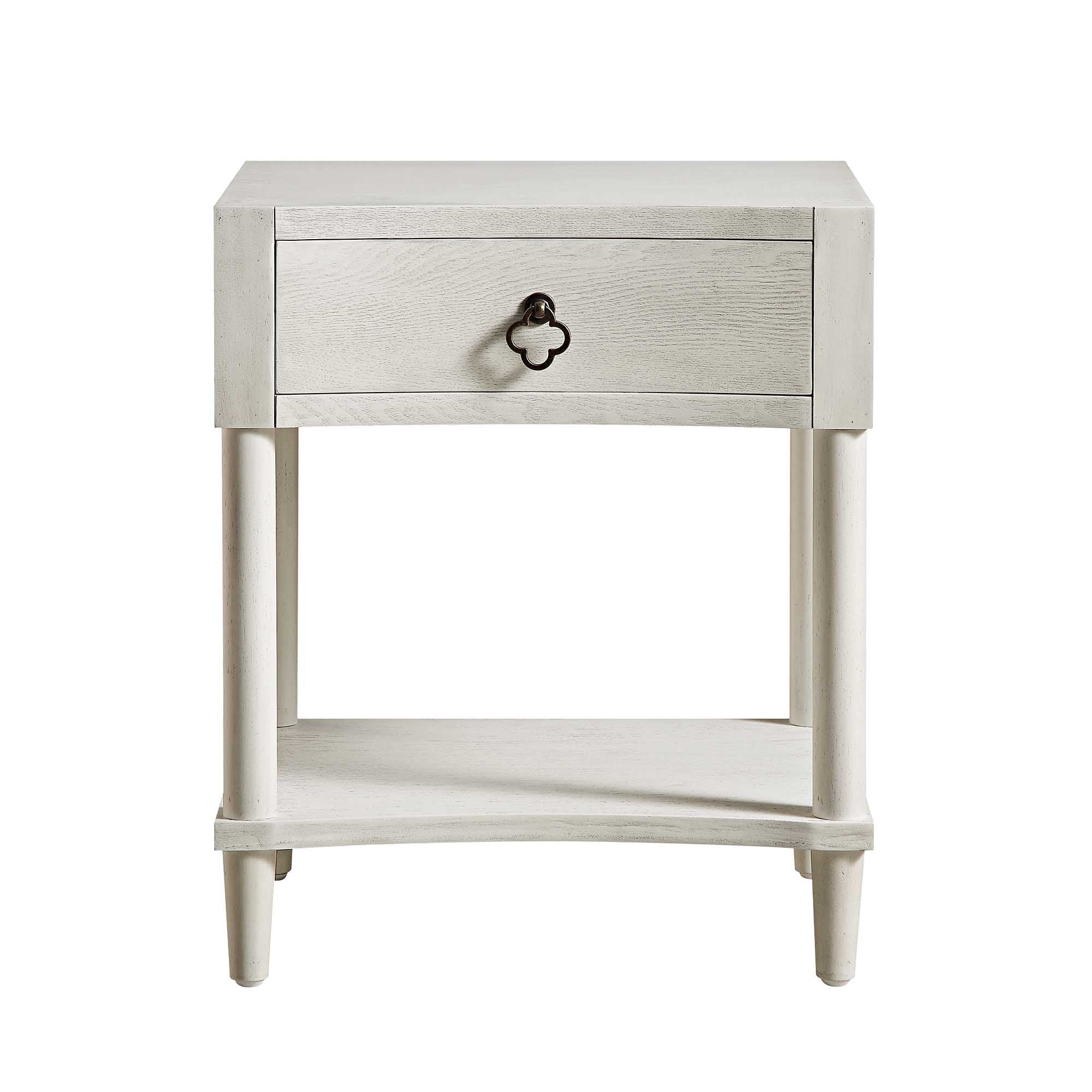 Thalia Concave 1 Drawer Bedside Table, Washed White