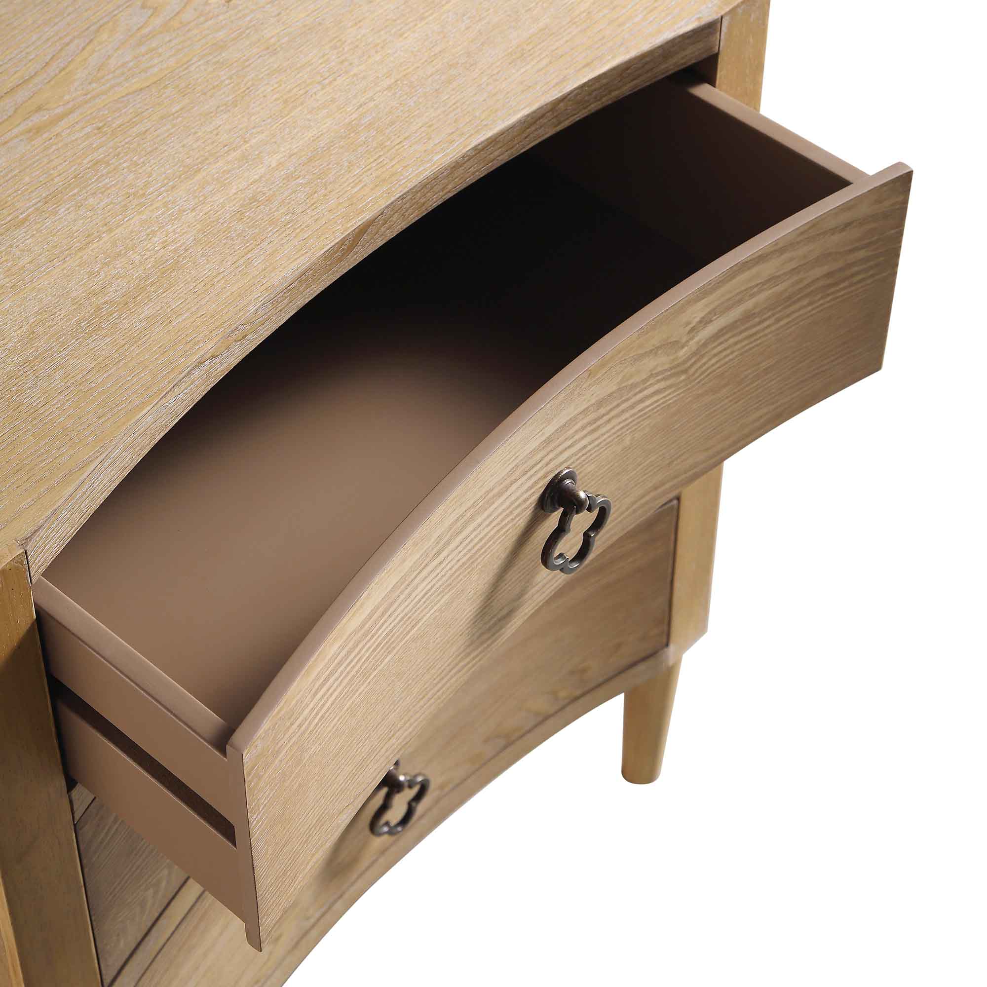 Thalia Concave 3 Drawer Bedside Table, Natural