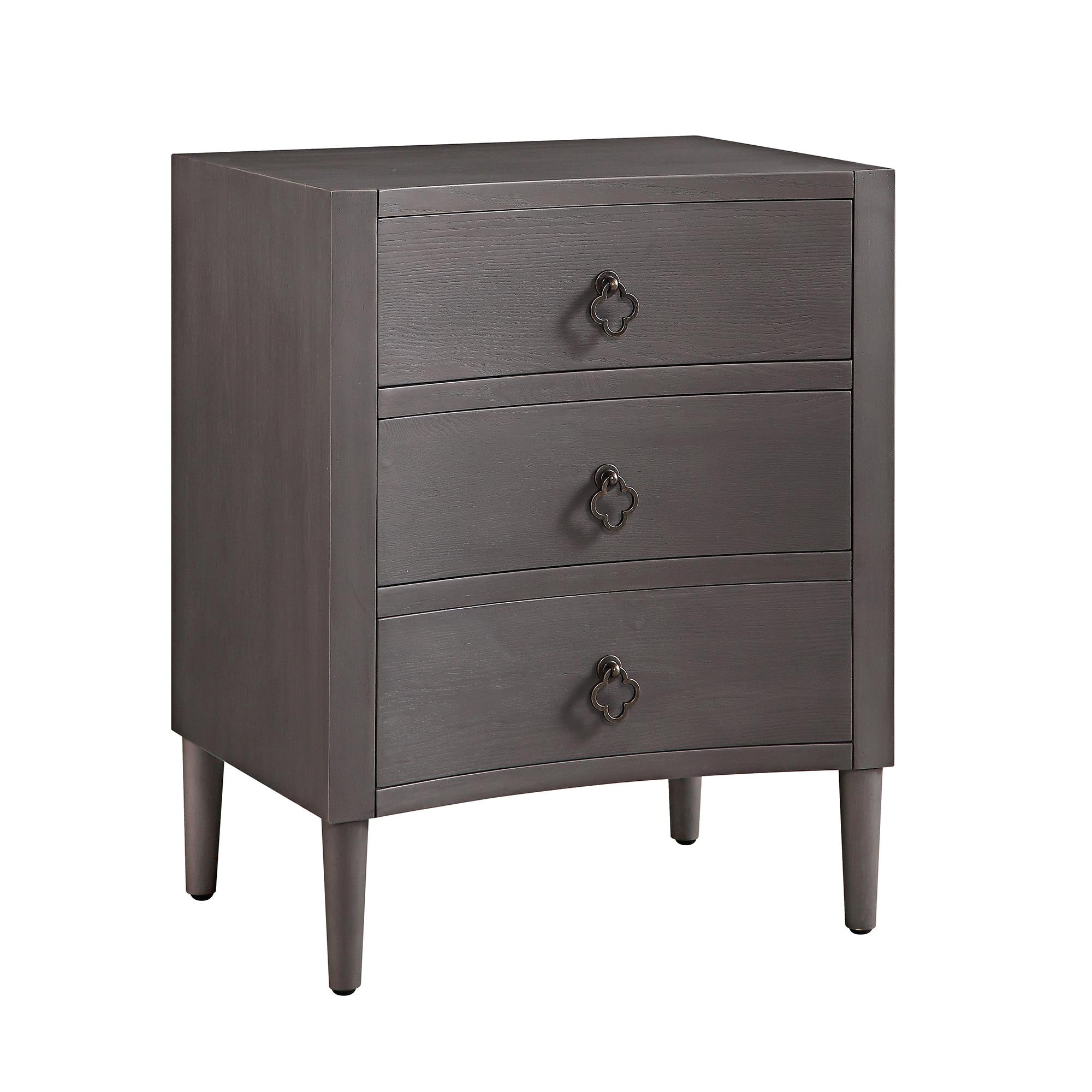 Thalia Concave 3 Drawer Bedside Table, Silver Oak