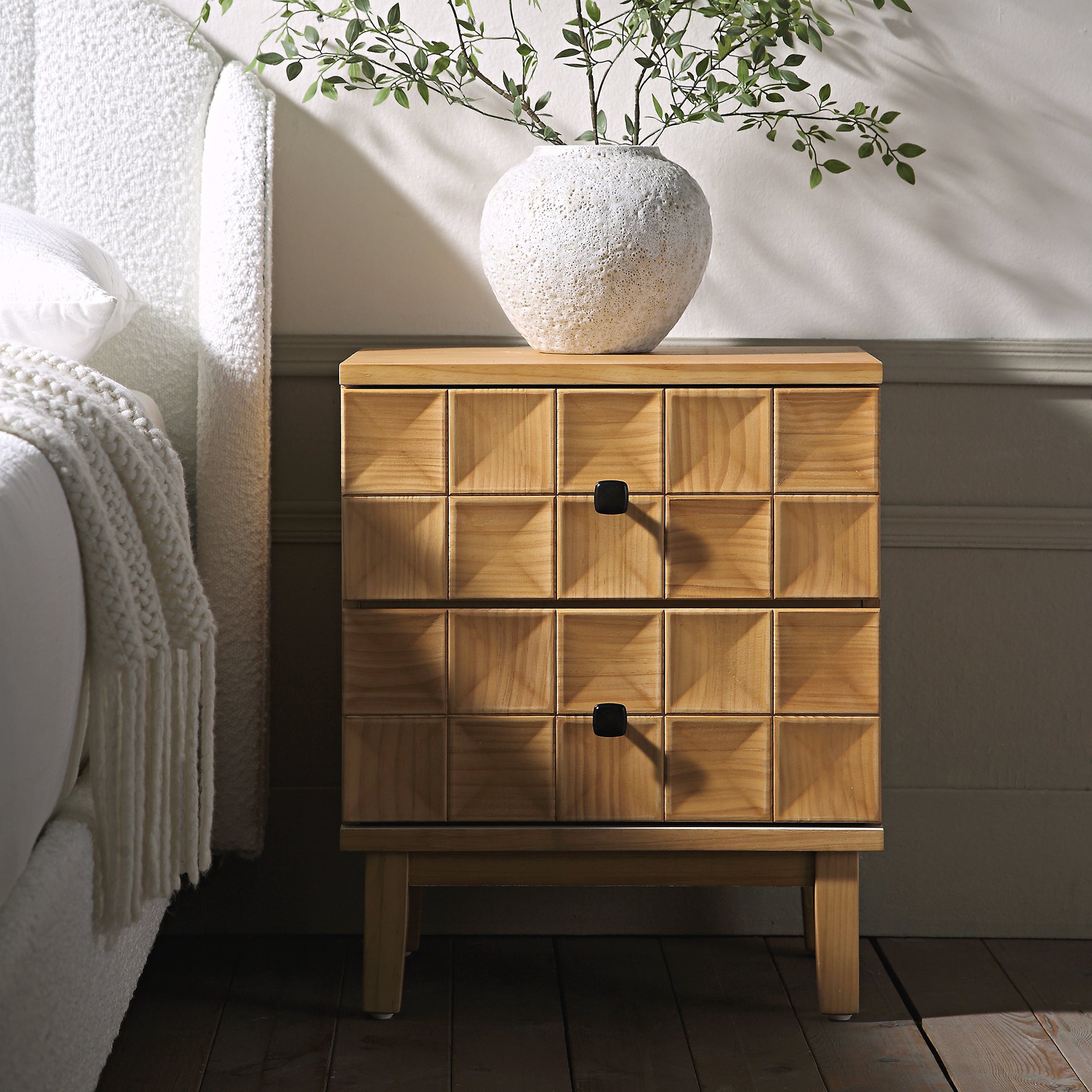 Gibbs 2-Drawer Bedside Table, Natural