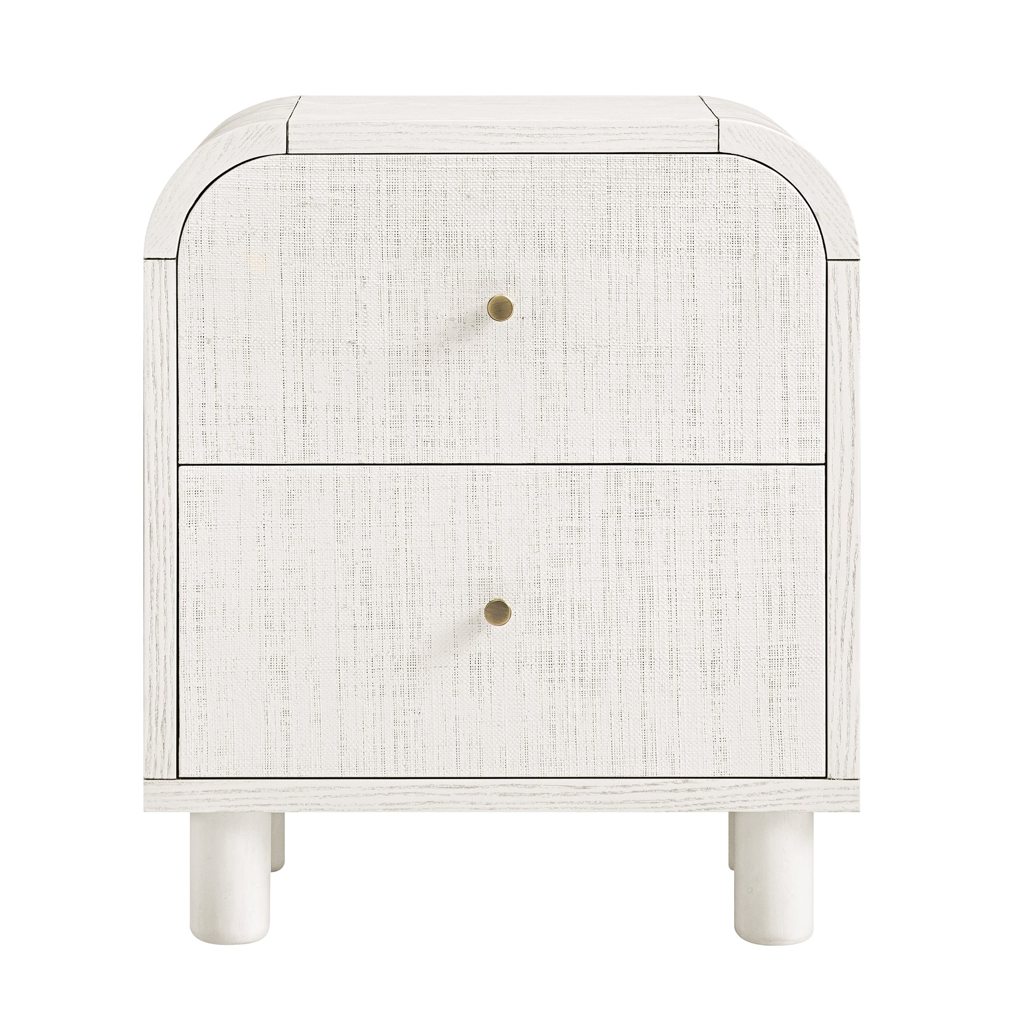 Maude 2 Drawer Bedside, Washed White Ash with Raffia