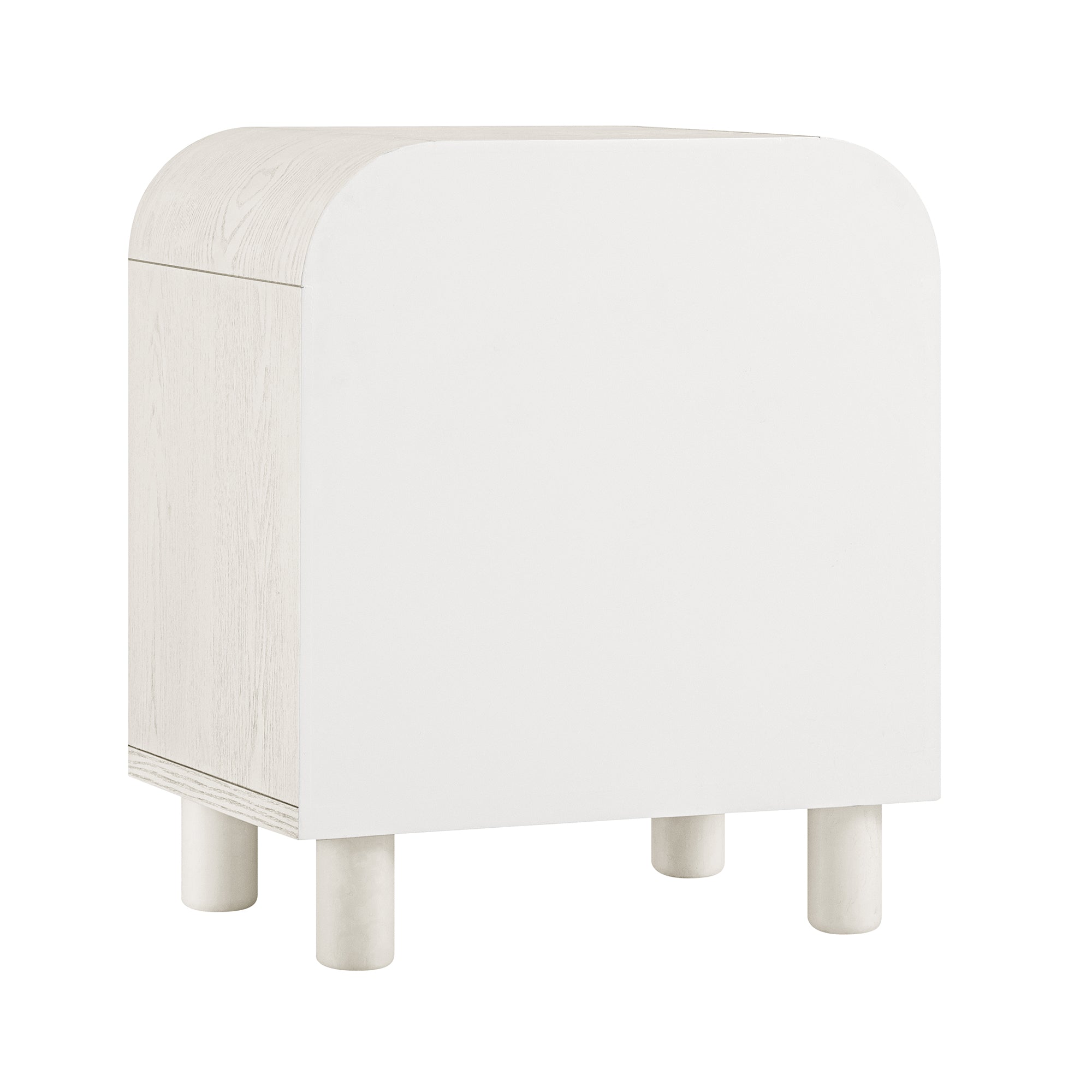 Maude 2 Drawer Bedside, Washed White Ash with Raffia