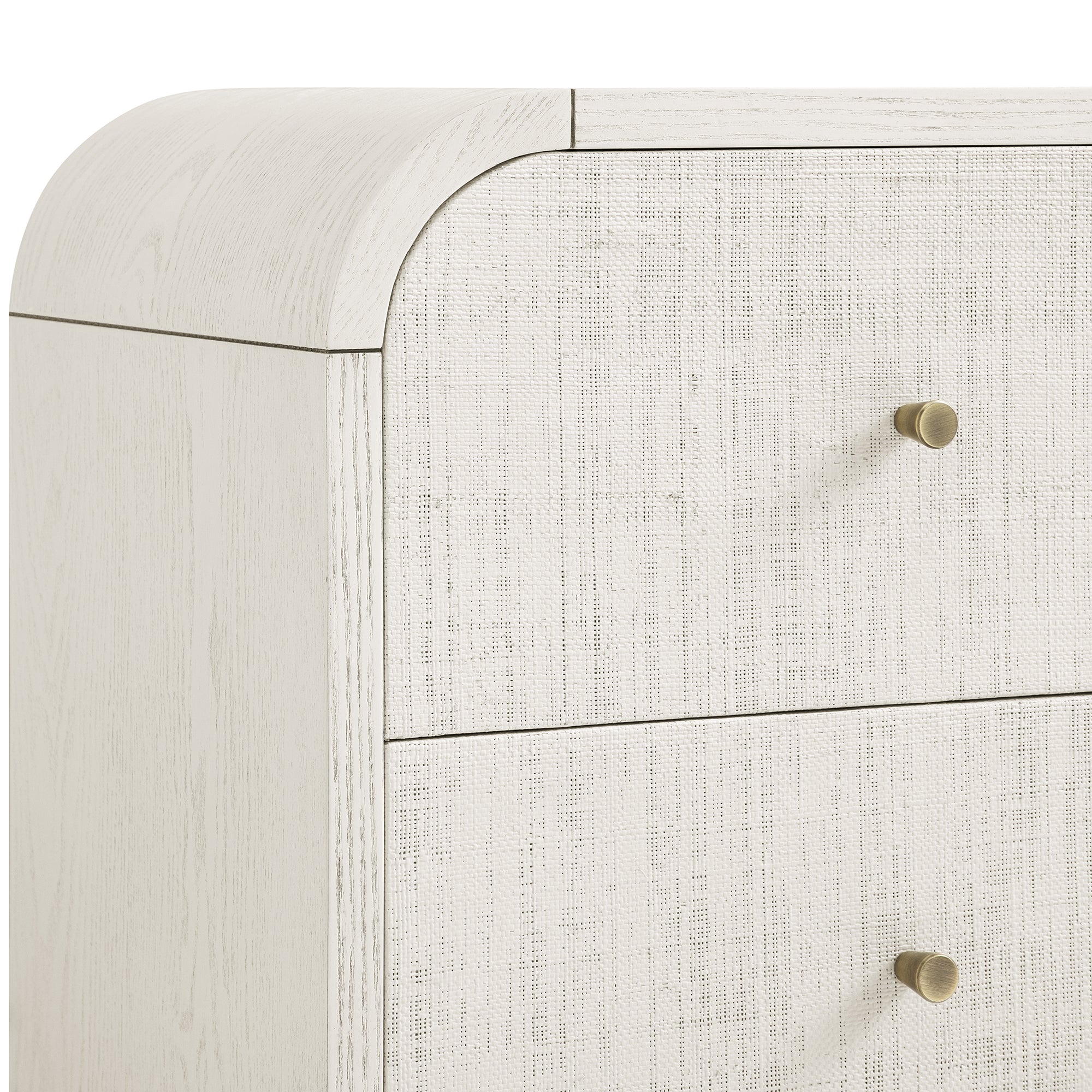 Maude 2 Drawer Bedside, Washed White Ash with Raffia