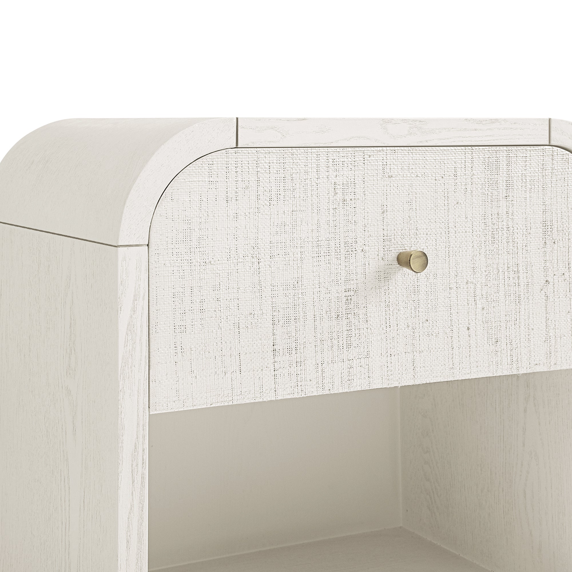 Maude 1 Drawer Bedside, Washed White Ash with Raffia